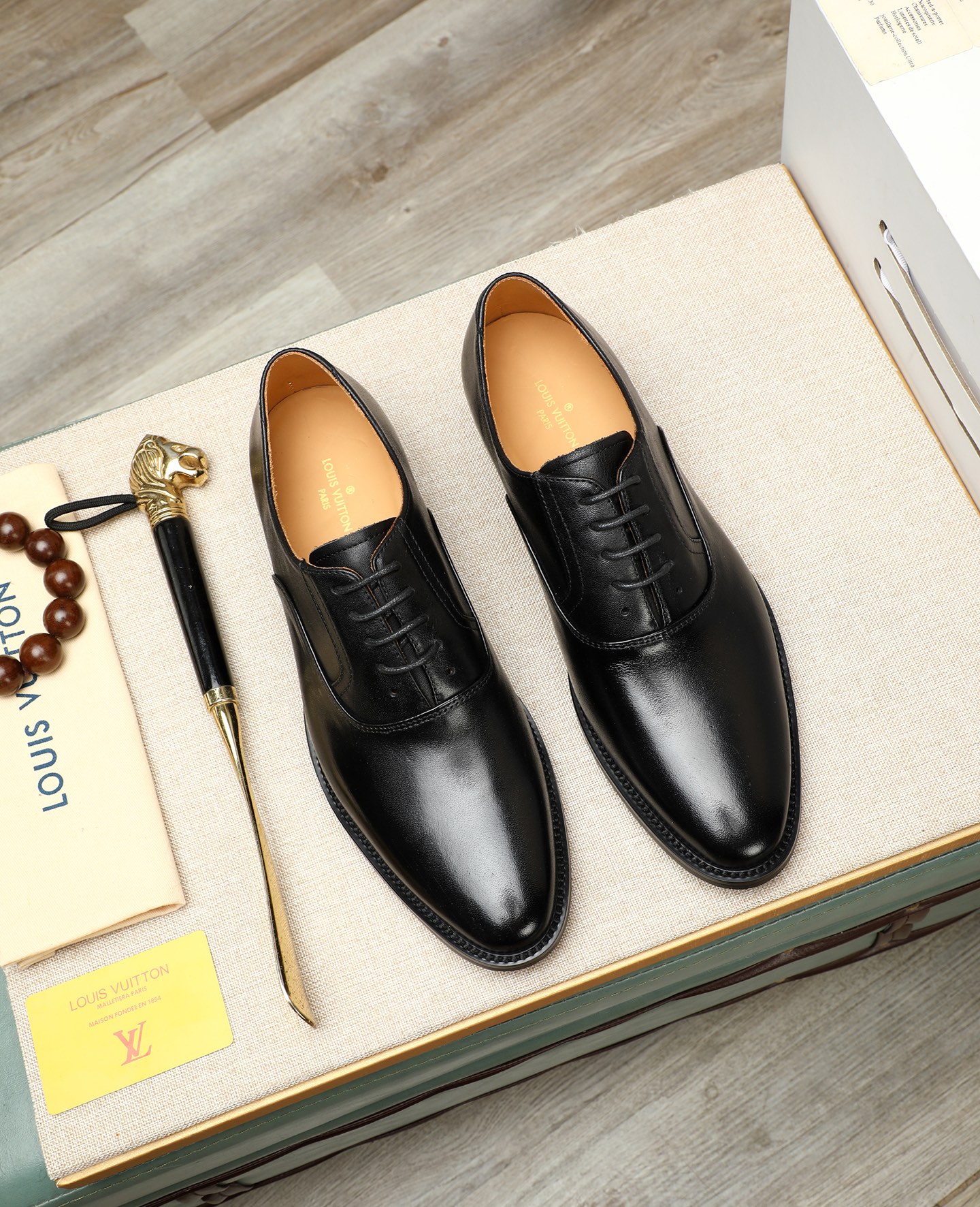 Louis Vuitton Black Leather Formal Oxford Dress Shoes for Men - Size 38-44 1 Louis Vuitton Black Leather Formal Oxford Dress Shoes for Men - Size 38-44
