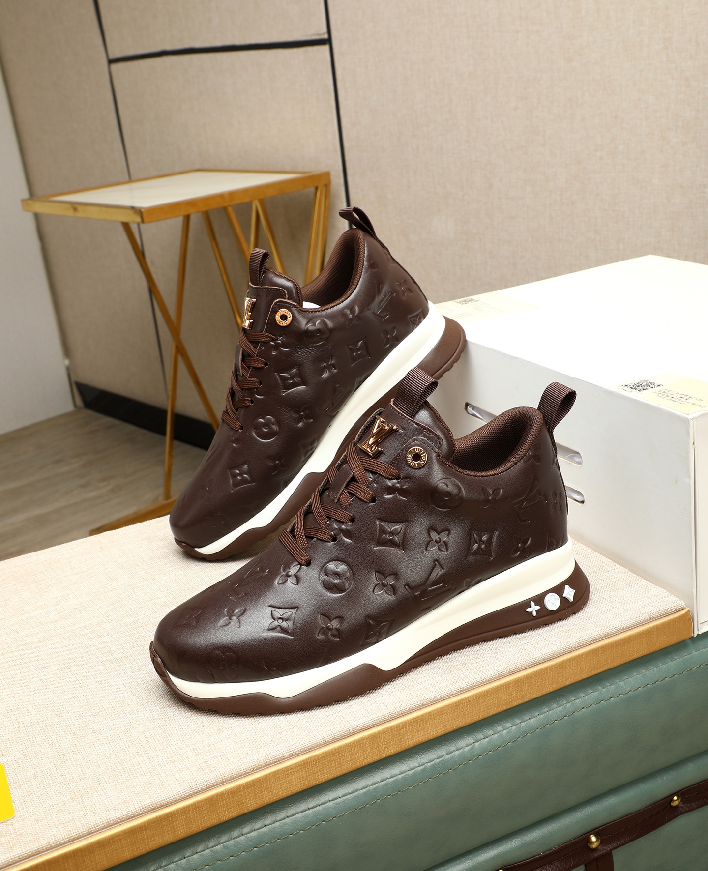 Louis Vuitton Men's Brown Leather Run Away Pulse Sneakers, Size 39-44 5 i1745221596702 5824 0 3