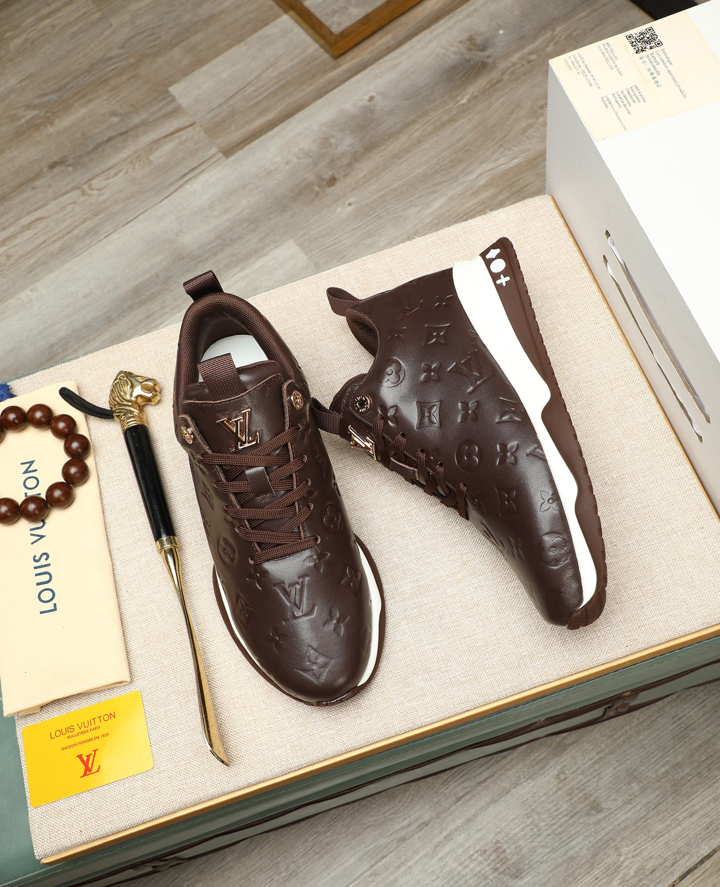 Louis Vuitton Men's Brown Leather Run Away Pulse Sneakers, Size 39-44 3 i1745221596727 731 0 1