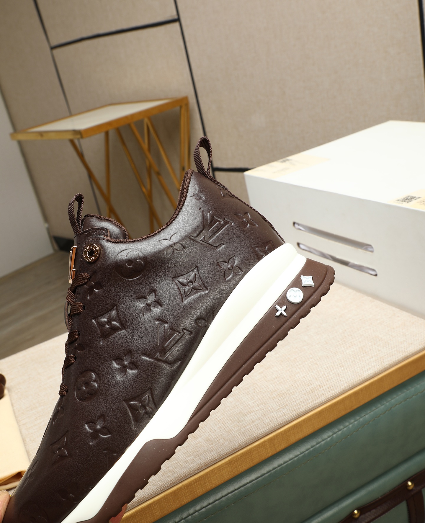Louis Vuitton Men's Brown Leather Run Away Pulse Sneakers, Size 39-44 10 i1745221597513 4565 0 8