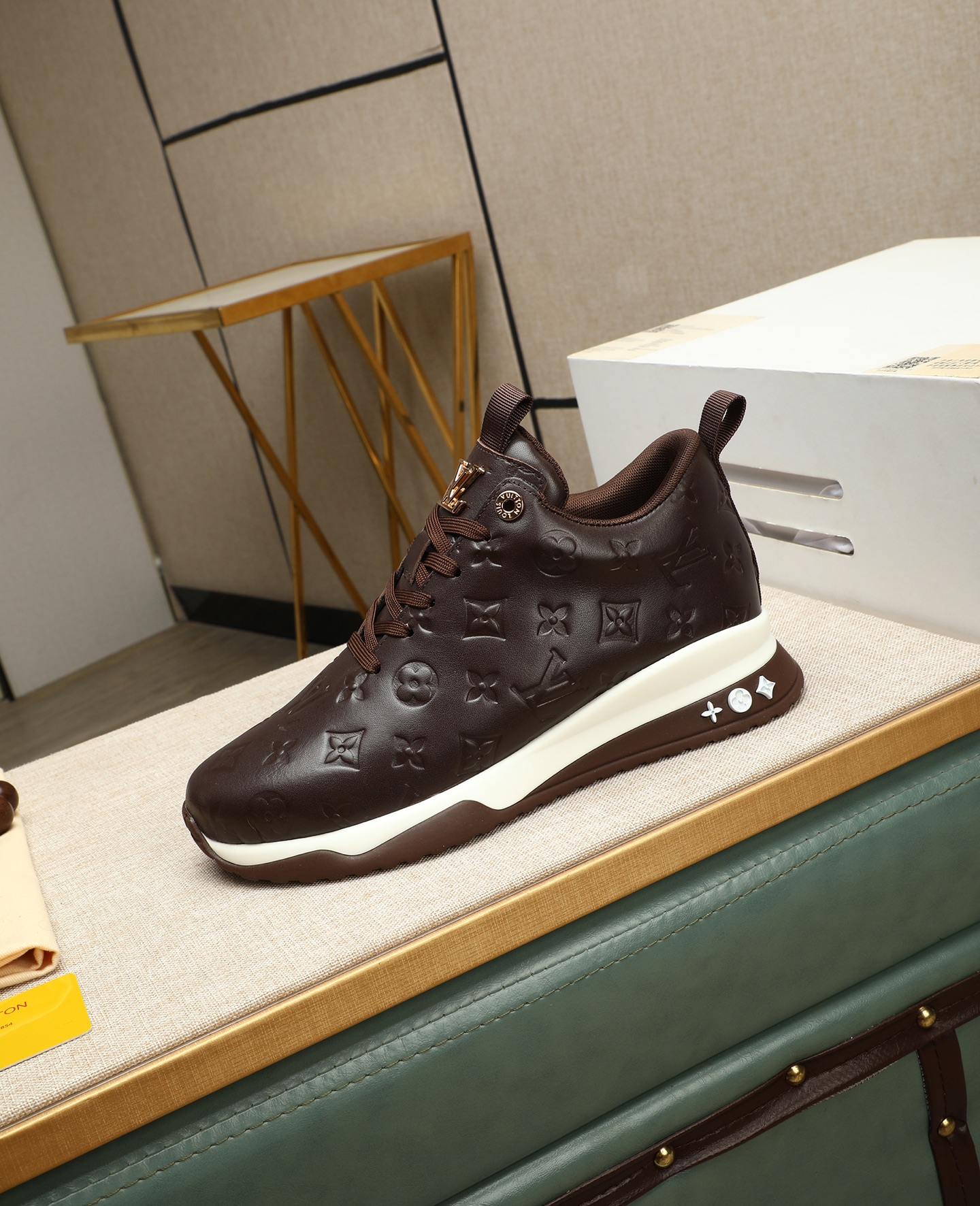 Louis Vuitton Men's Brown Leather Run Away Pulse Sneakers, Size 39-44 7 i1745221597526 7133 0 5