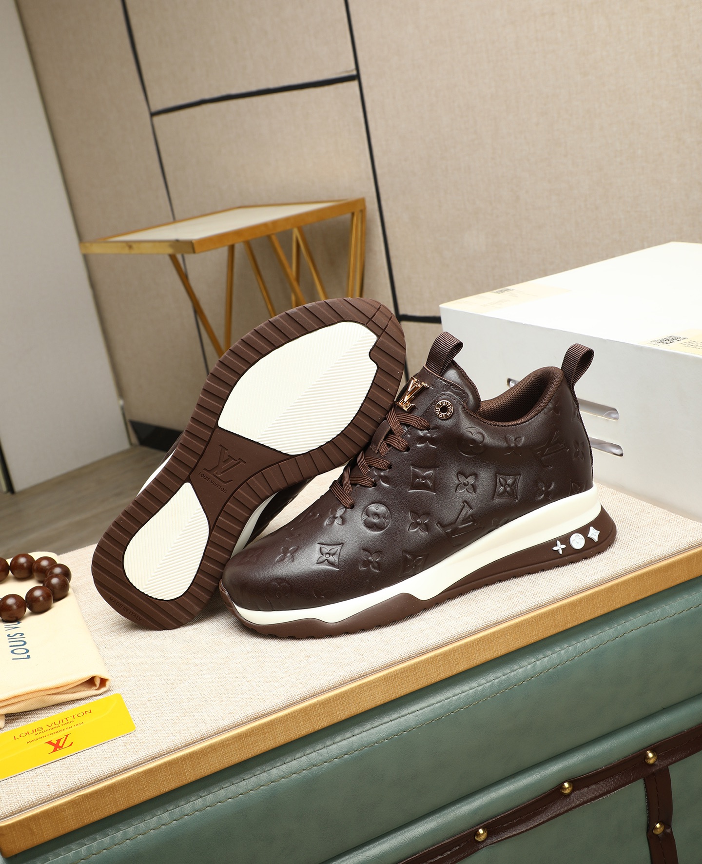 Louis Vuitton Men's Brown Leather Run Away Pulse Sneakers, Size 39-44 6 i1745221597533 9160 0 4