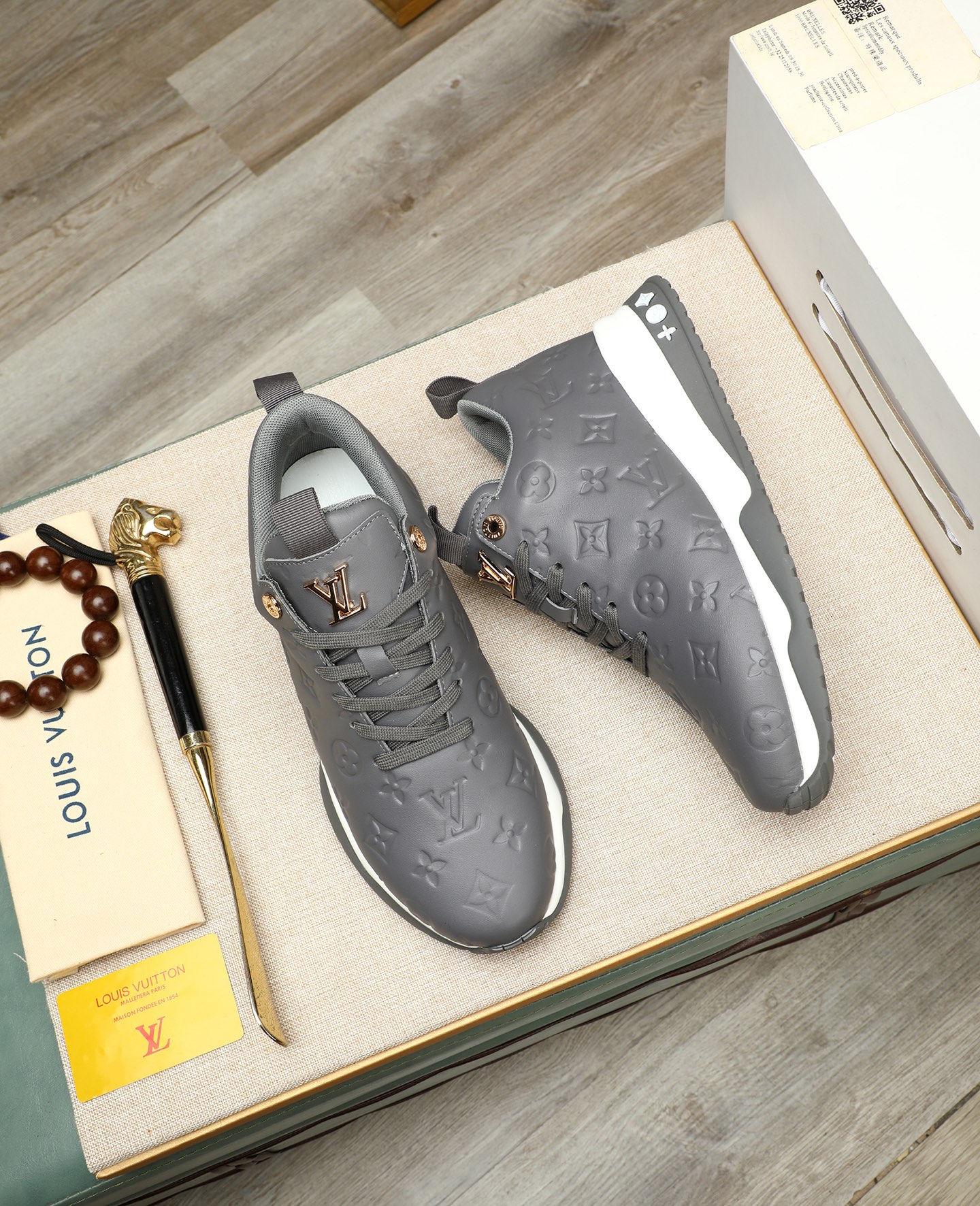 Louis Vuitton Grey Leather Milano Fashion Week Sneakers, Sizes 39-44 5 i1745221634456 1185 0 3