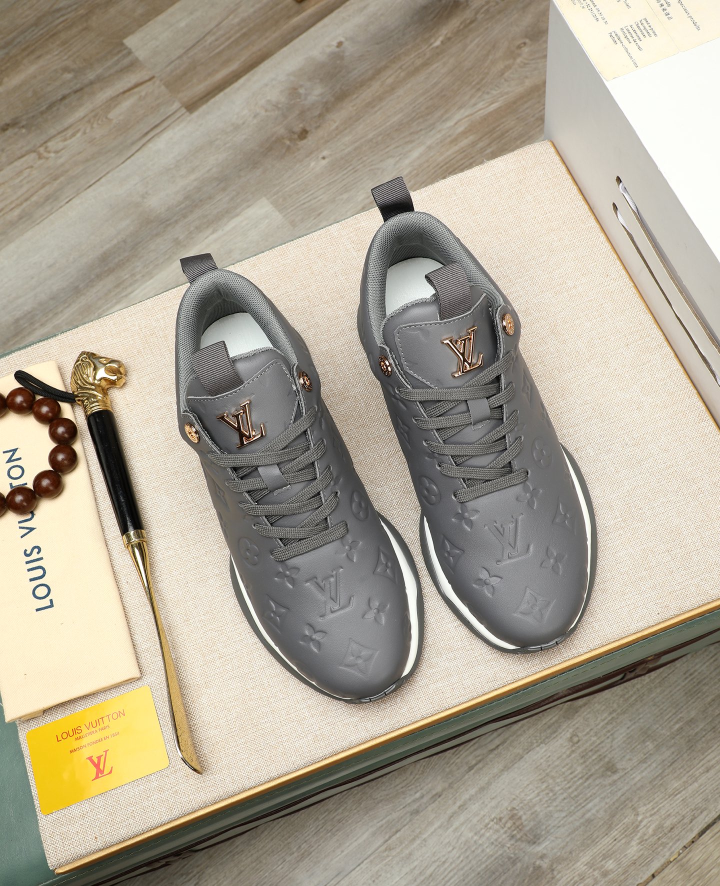 Louis Vuitton Grey Leather Milano Fashion Week Sneakers, Sizes 39-44 4 i1745221634486 2890 0 2