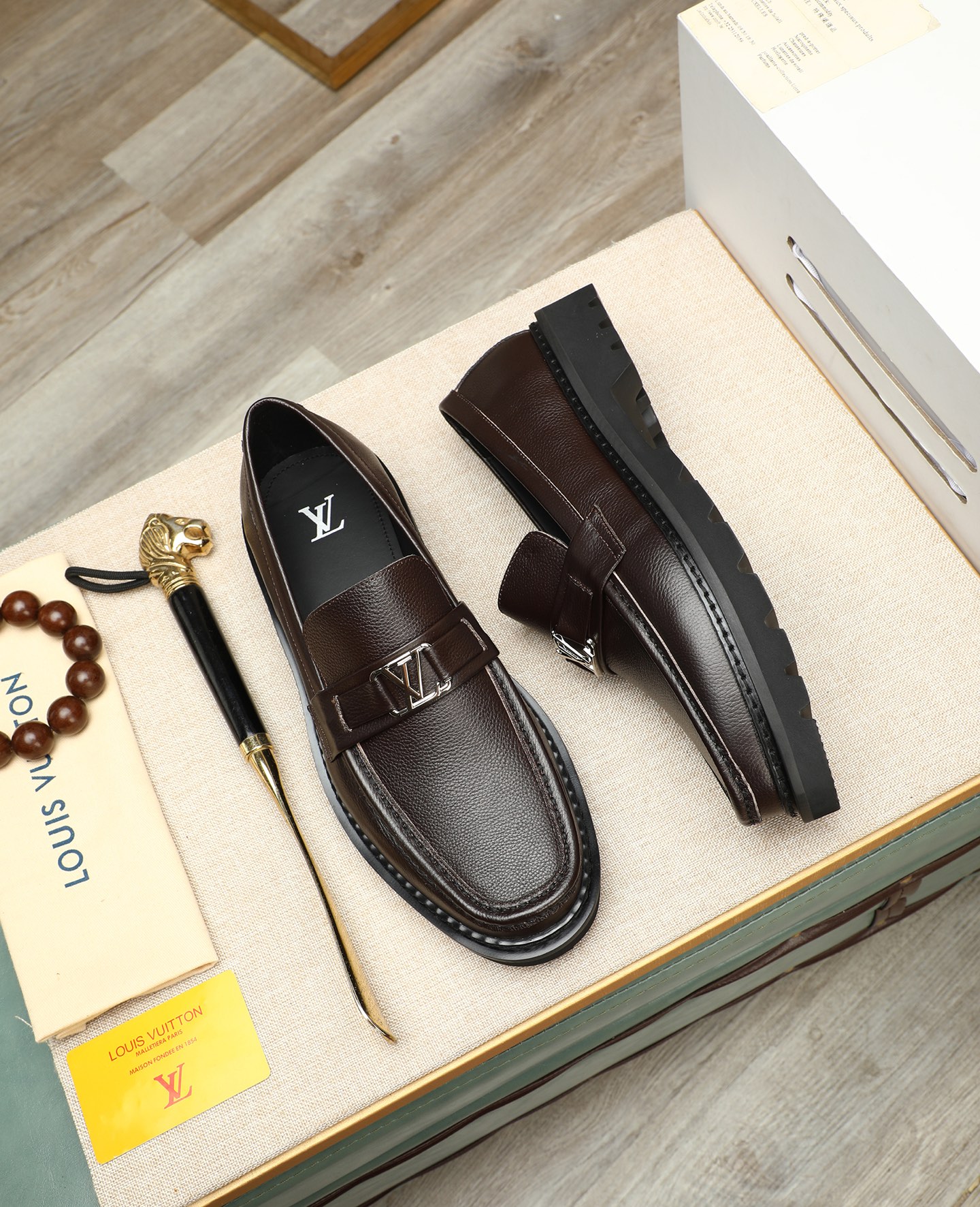 Louis Vuitton Men's Brown Leather Loafers - Business Dress Shoes 3 i1745394439309 8181 0 1