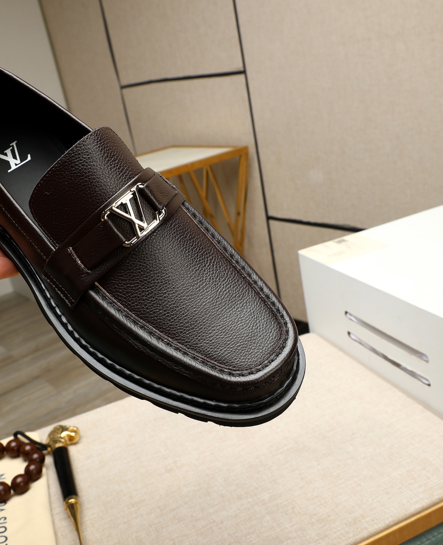 Louis Vuitton Men's Brown Leather Loafers - Business Dress Shoes 8 i1745394439343 4841 0 6