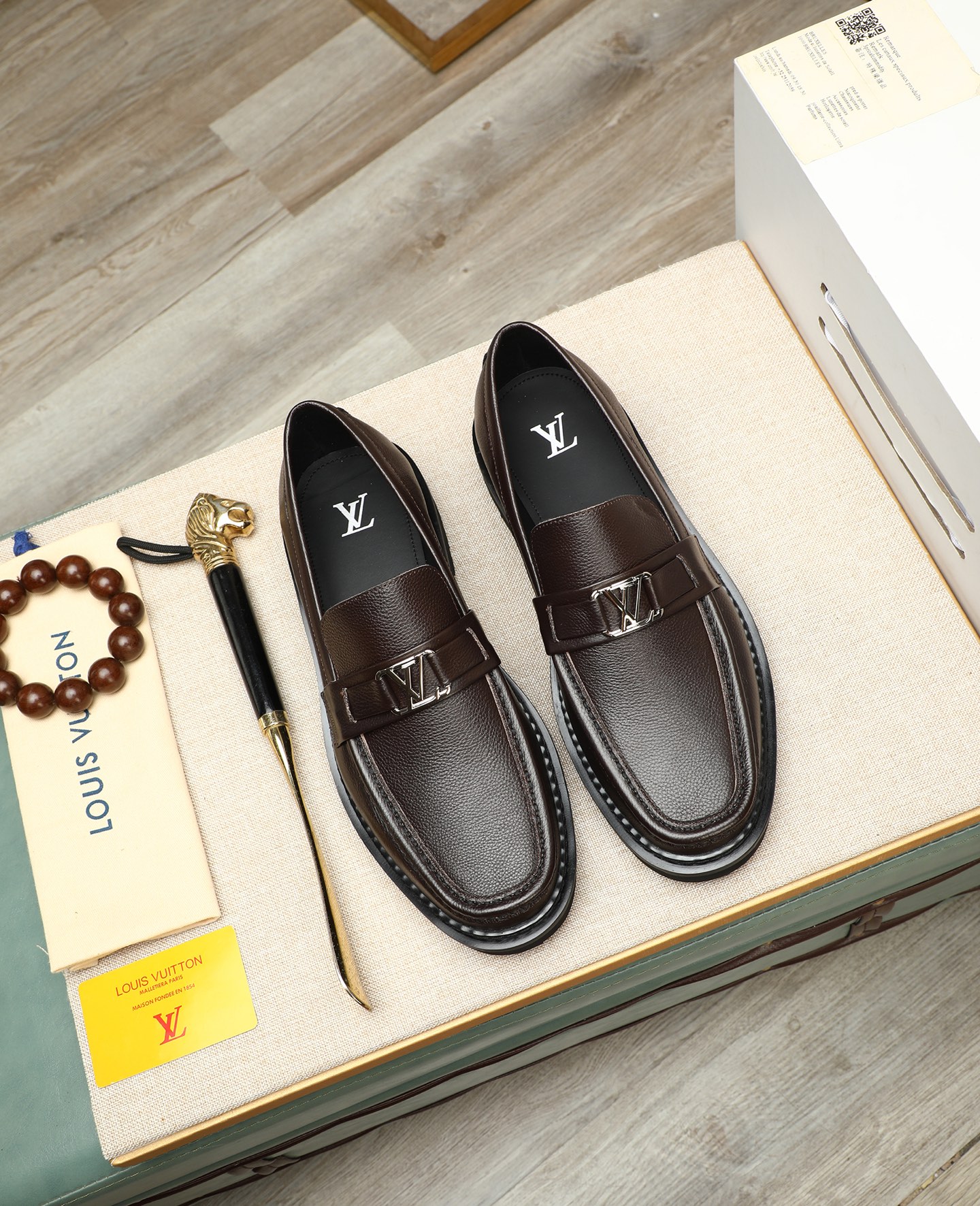 Louis Vuitton Men's Brown Leather Loafers - Business Dress Shoes 2 i1745394439359 5719 0 0