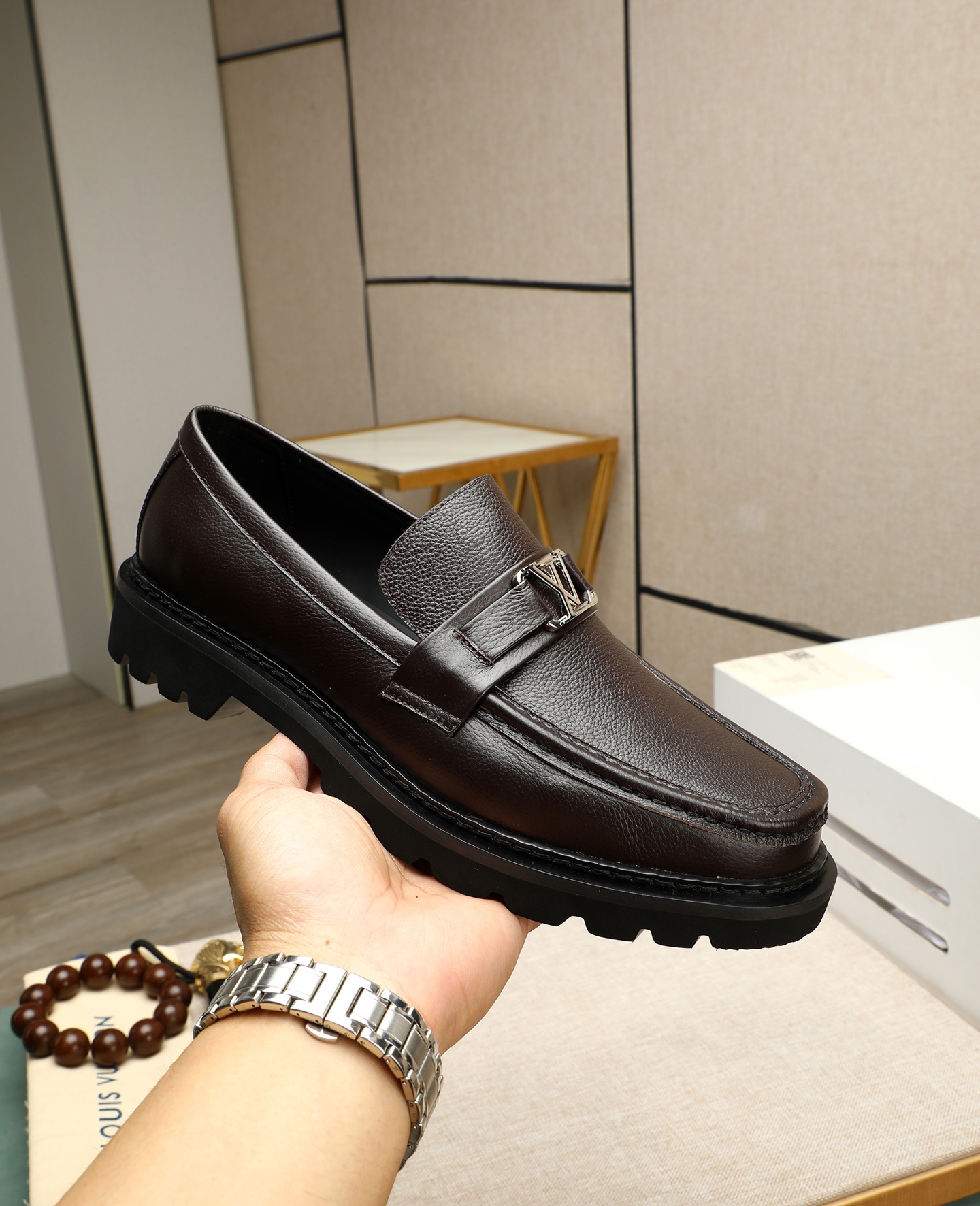 Louis Vuitton Men's Brown Leather Loafers - Business Dress Shoes 6 i1745394440514 5841 0 4
