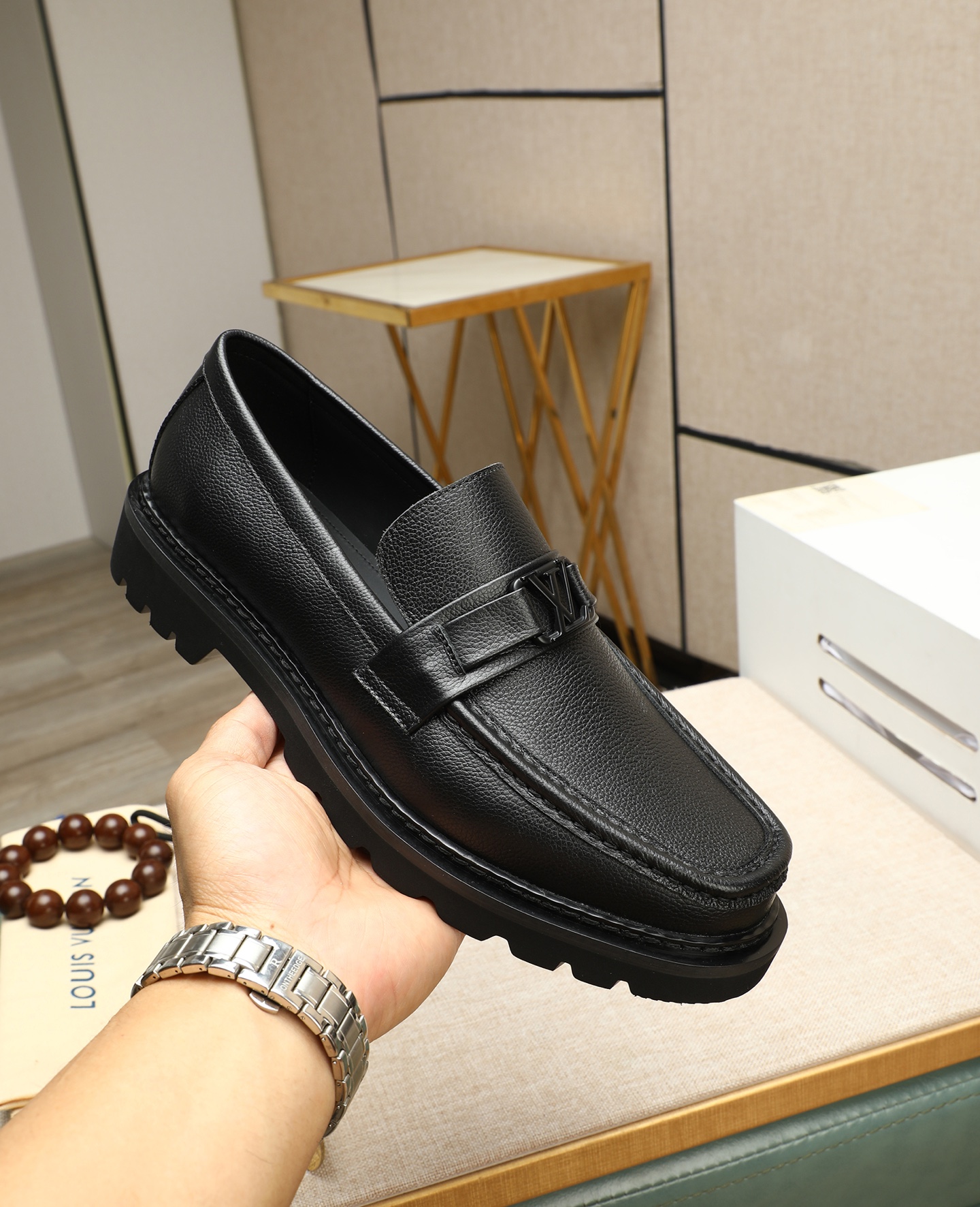 Louis Vuitton Men's Black Leather Loafers Dress Shoes Size 39-44 6 i1745394500408 182 0 4