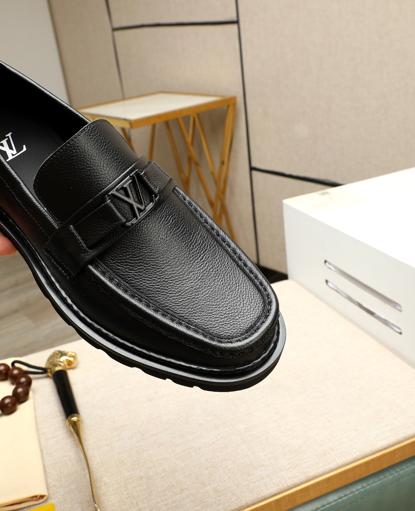 Louis Vuitton Men's Black Leather Loafers Dress Shoes Size 39-44 8 i1745394500442 2468 0 6