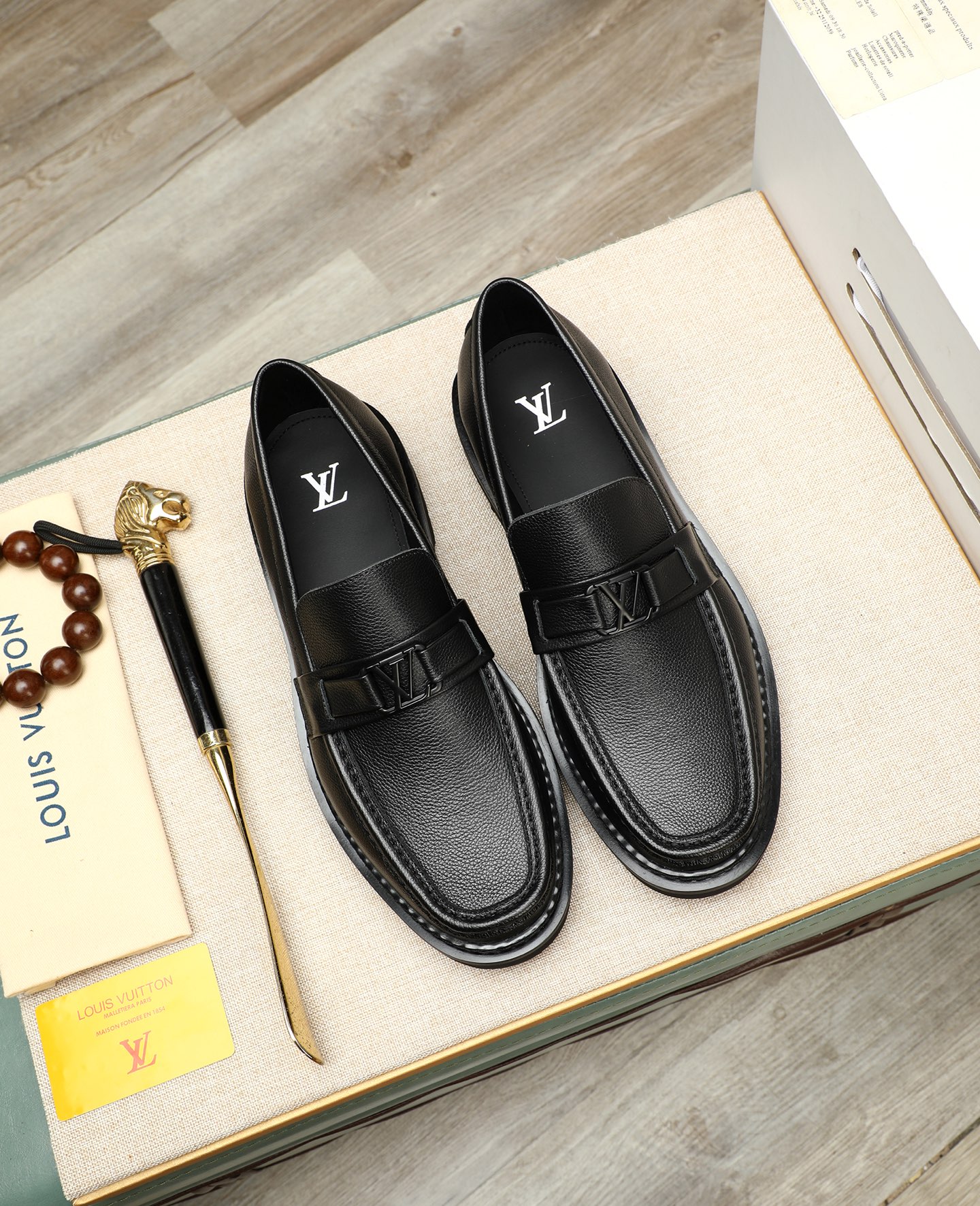 Louis Vuitton Men's Black Leather Loafers Dress Shoes Size 39-44 2 i1745394500484 6891 0 0