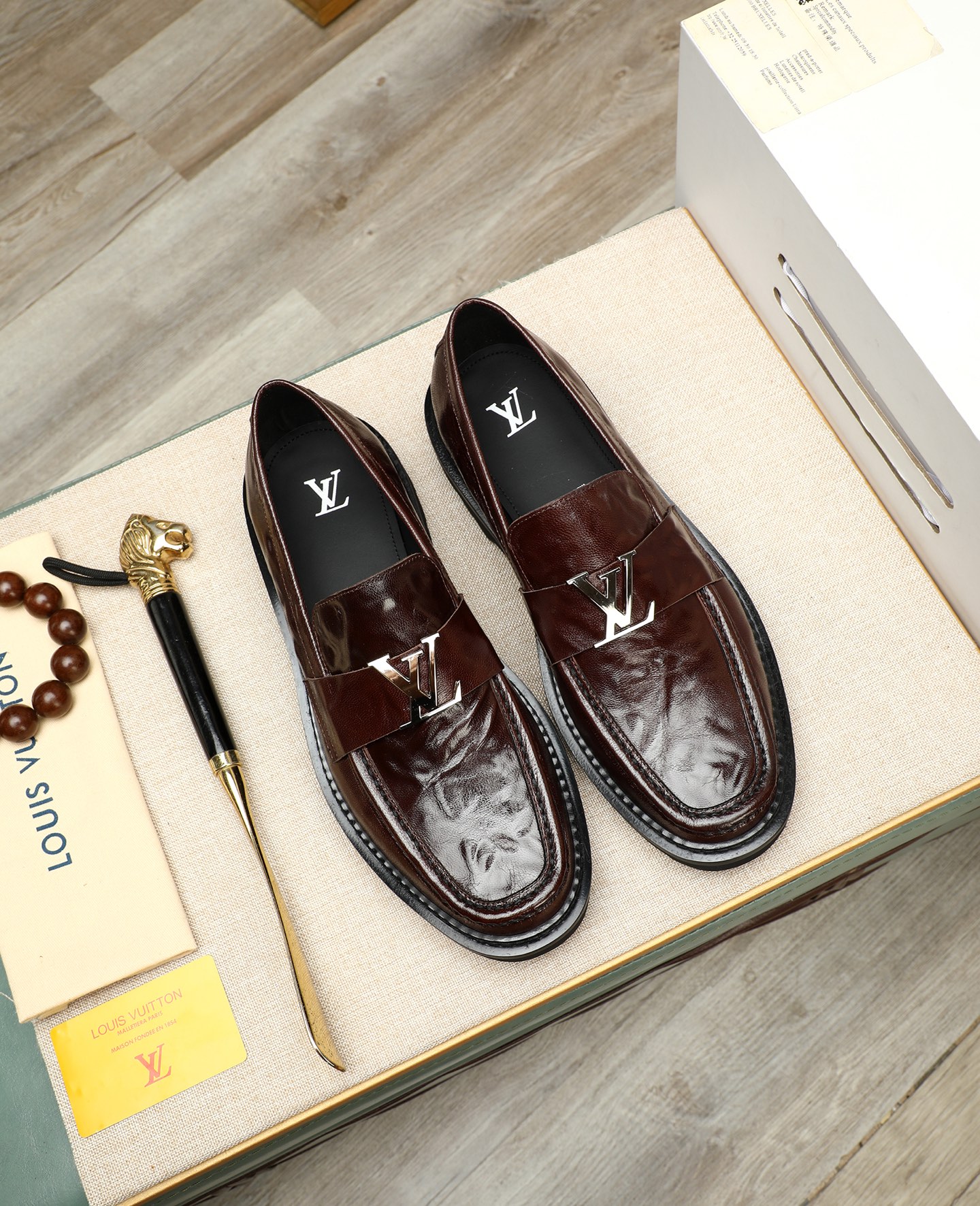 Louis Vuitton Men's Formal Leather Loafers Business Dress Shoes 1 Louis Vuitton Men's Formal Leather Loafers Business Dress Shoes
