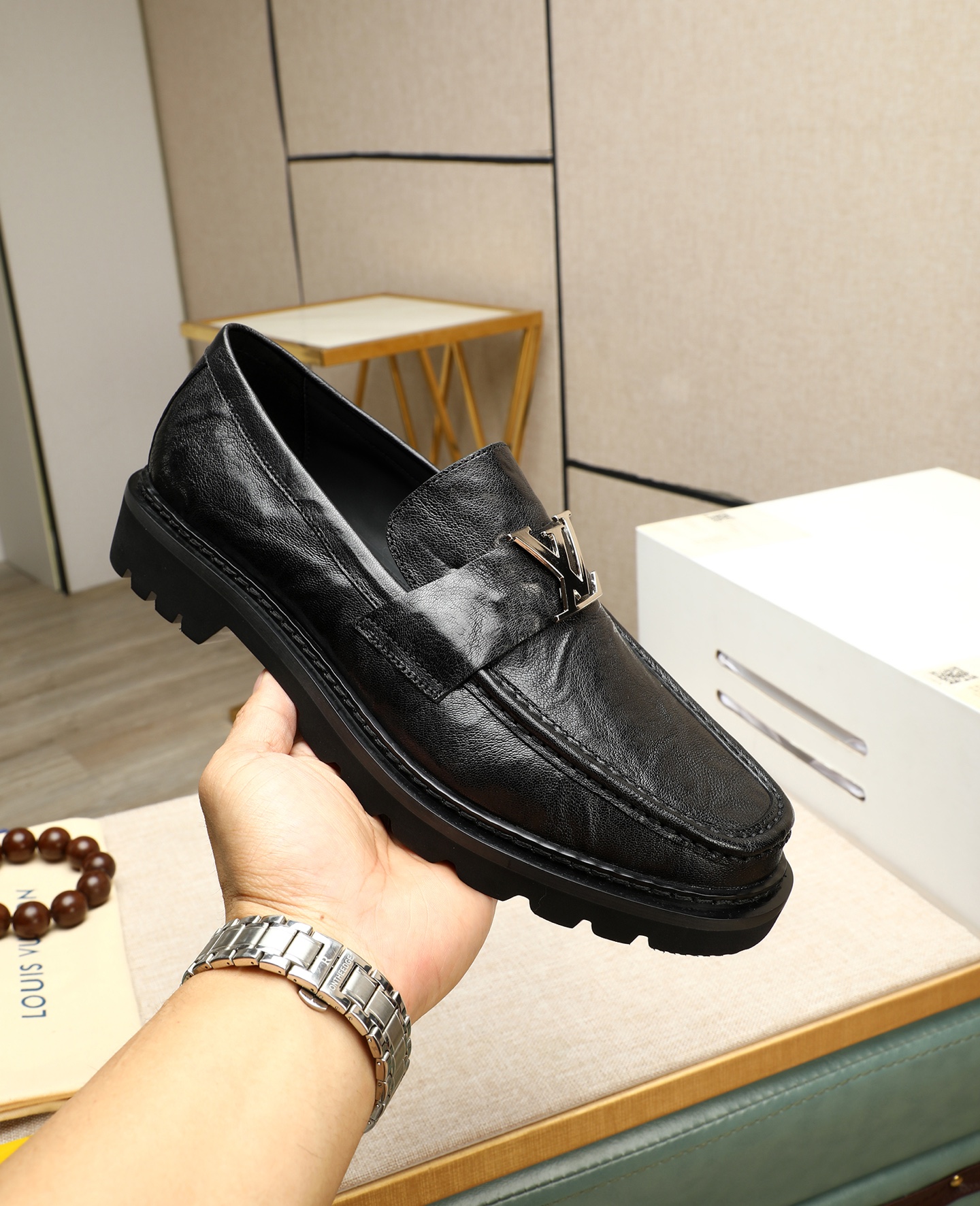 Louis Vuitton Men's Black Leather Loafers - Business Formal Shoes 6 i1745394560956 981 0 4