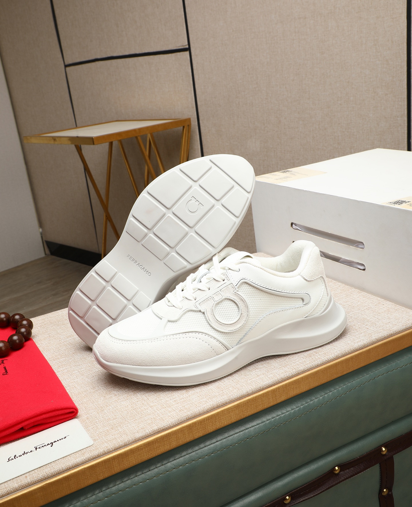 Salvatore Ferragamo Men's White Leather Sneakers Size 39-44 5 i1745394801639 7508 0 3
