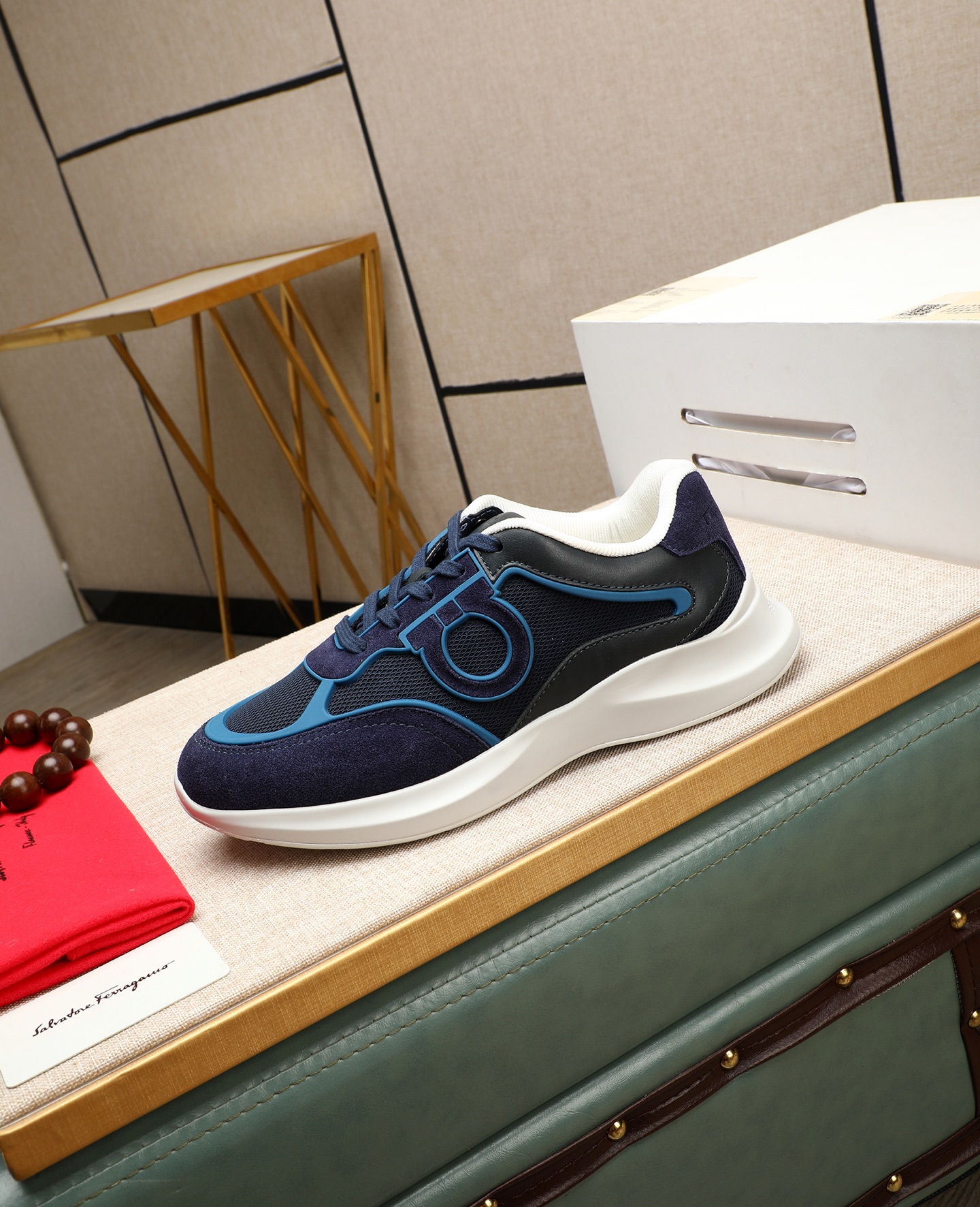 Salvatore Ferragamo Men's Blue Suede & Mesh Sneakers - Handmade Italian Luxury 7 i1745394856701 8259 0 5