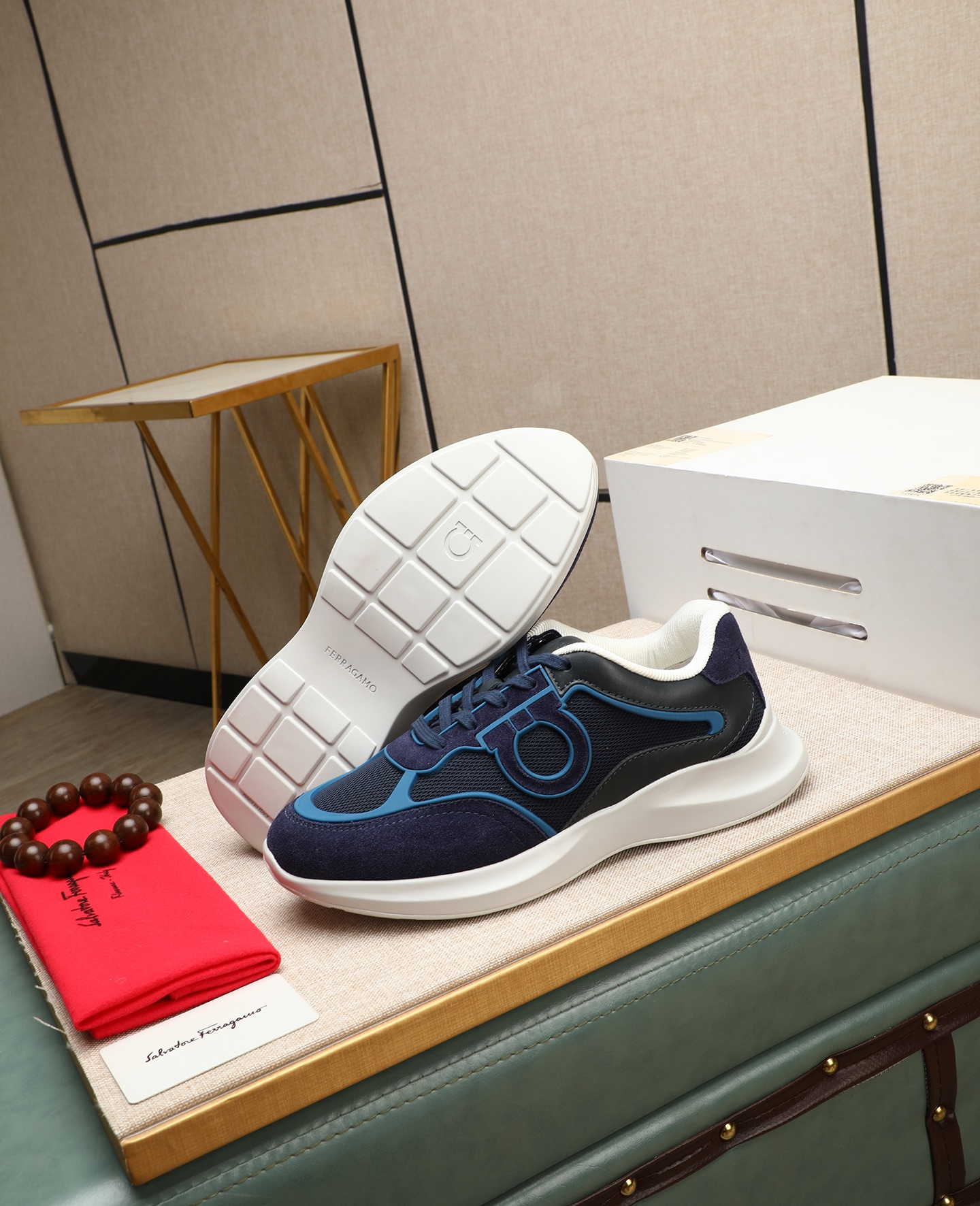 Salvatore Ferragamo Men's Blue Suede & Mesh Sneakers - Handmade Italian Luxury 5 i1745394858038 3639 0 3