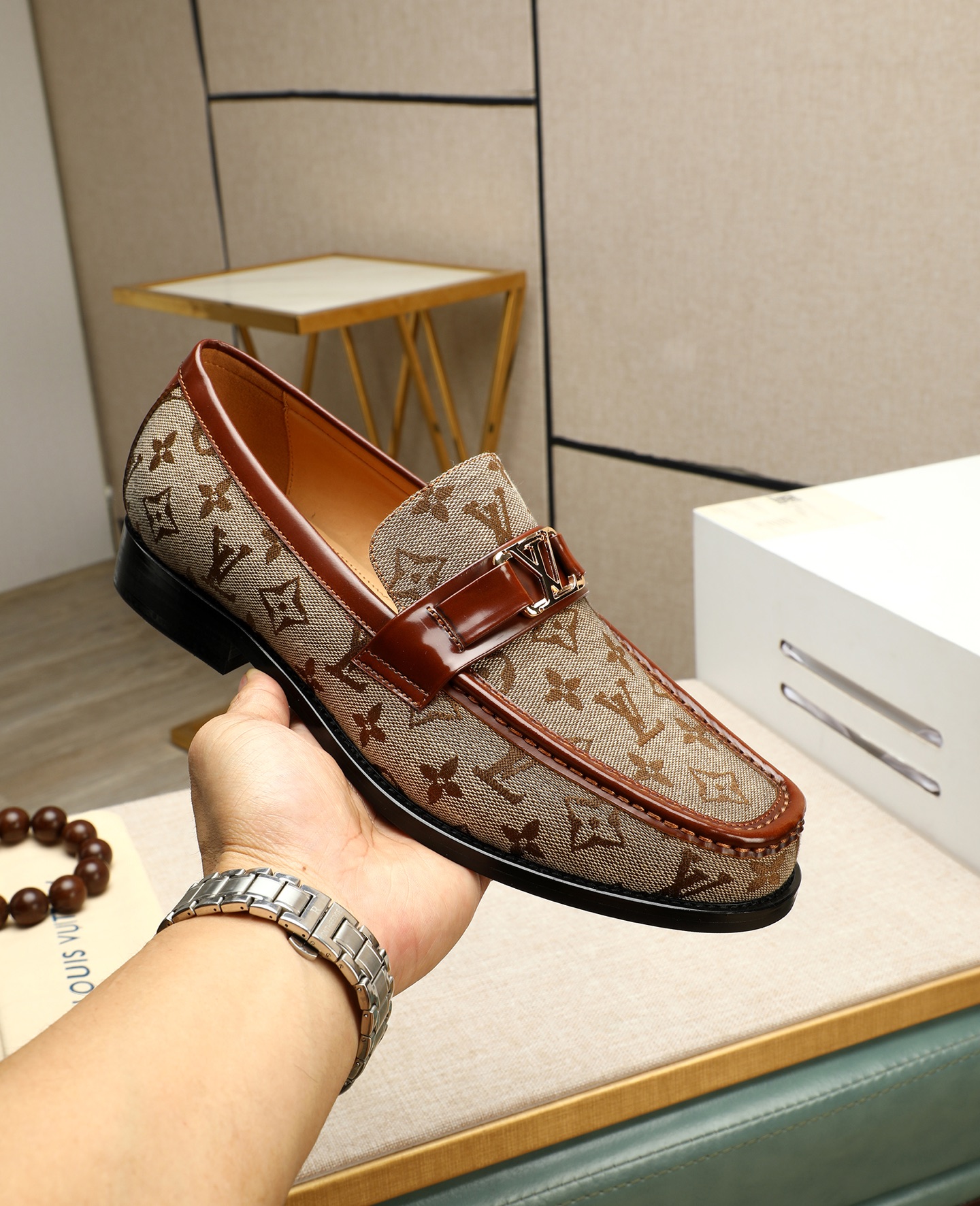 Louis Vuitton Men's Formal Business Leather Loafers, Full Set Package 6 i1745568340391 8277 0 4