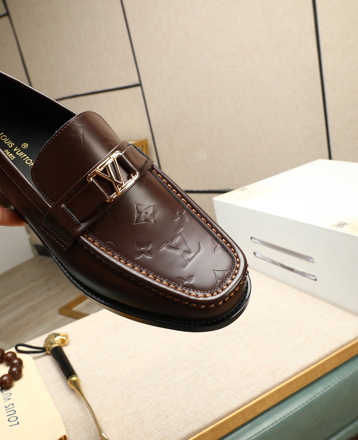 Louis Vuitton Men's Brown Leather Loafers with Classic LV Monogram 7 i1745568397915 9424 0 5