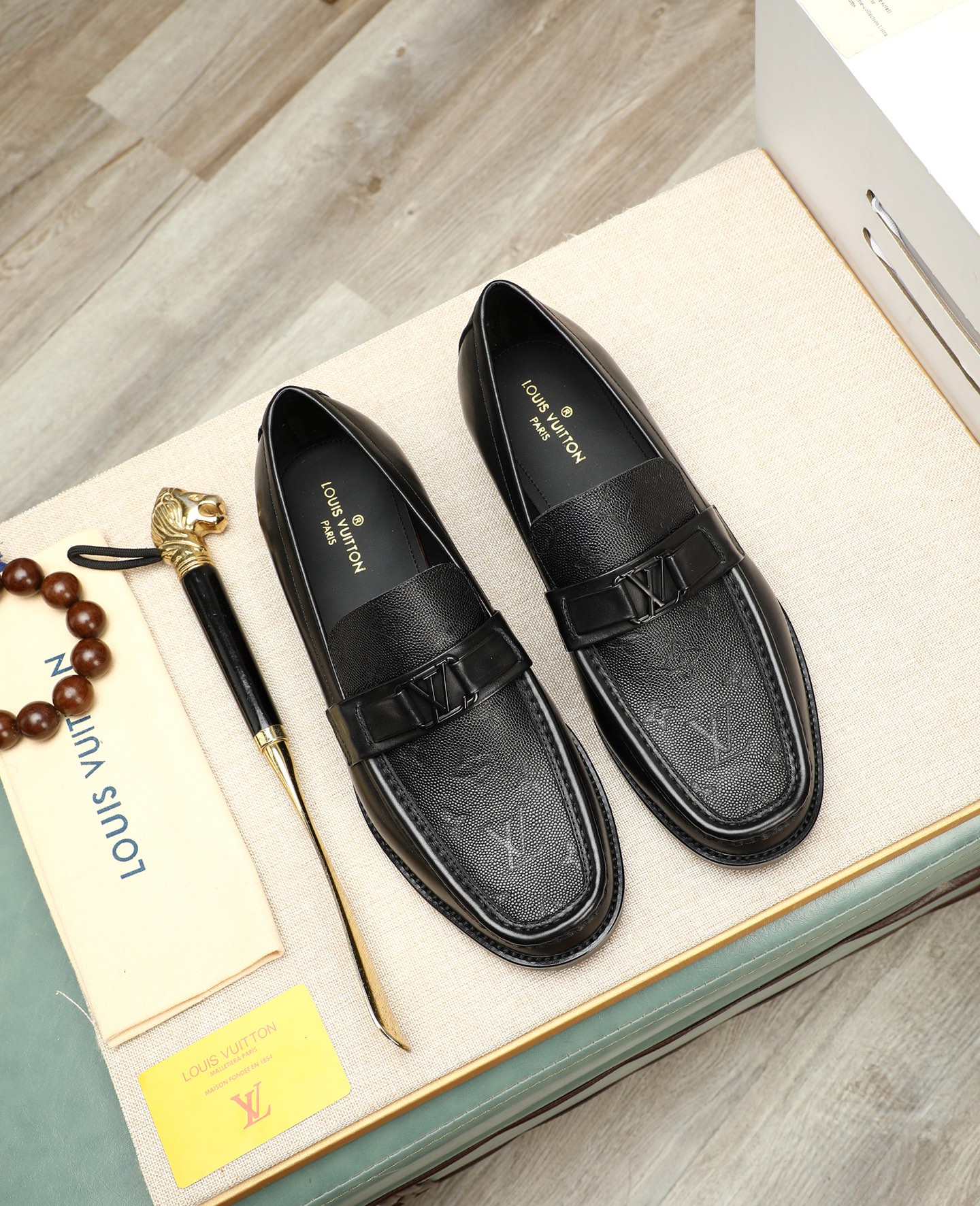 Louis Vuitton Men's Black Leather Loafers, Business Dress Shoes Size 39-44 2 i1745568417139 2645 0 0