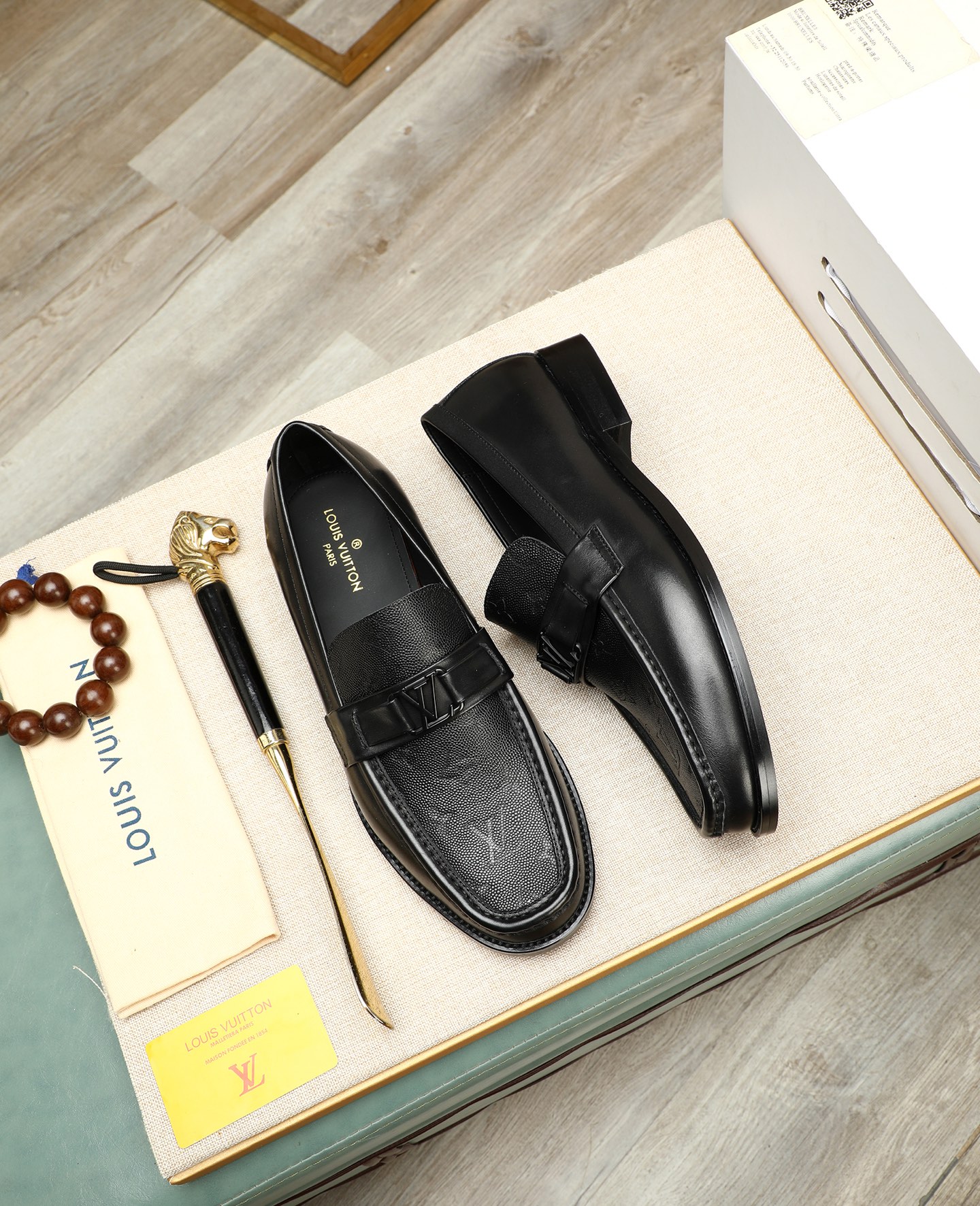 Louis Vuitton Men's Black Leather Loafers, Business Dress Shoes Size 39-44 3 i1745568417159 5914 0 1