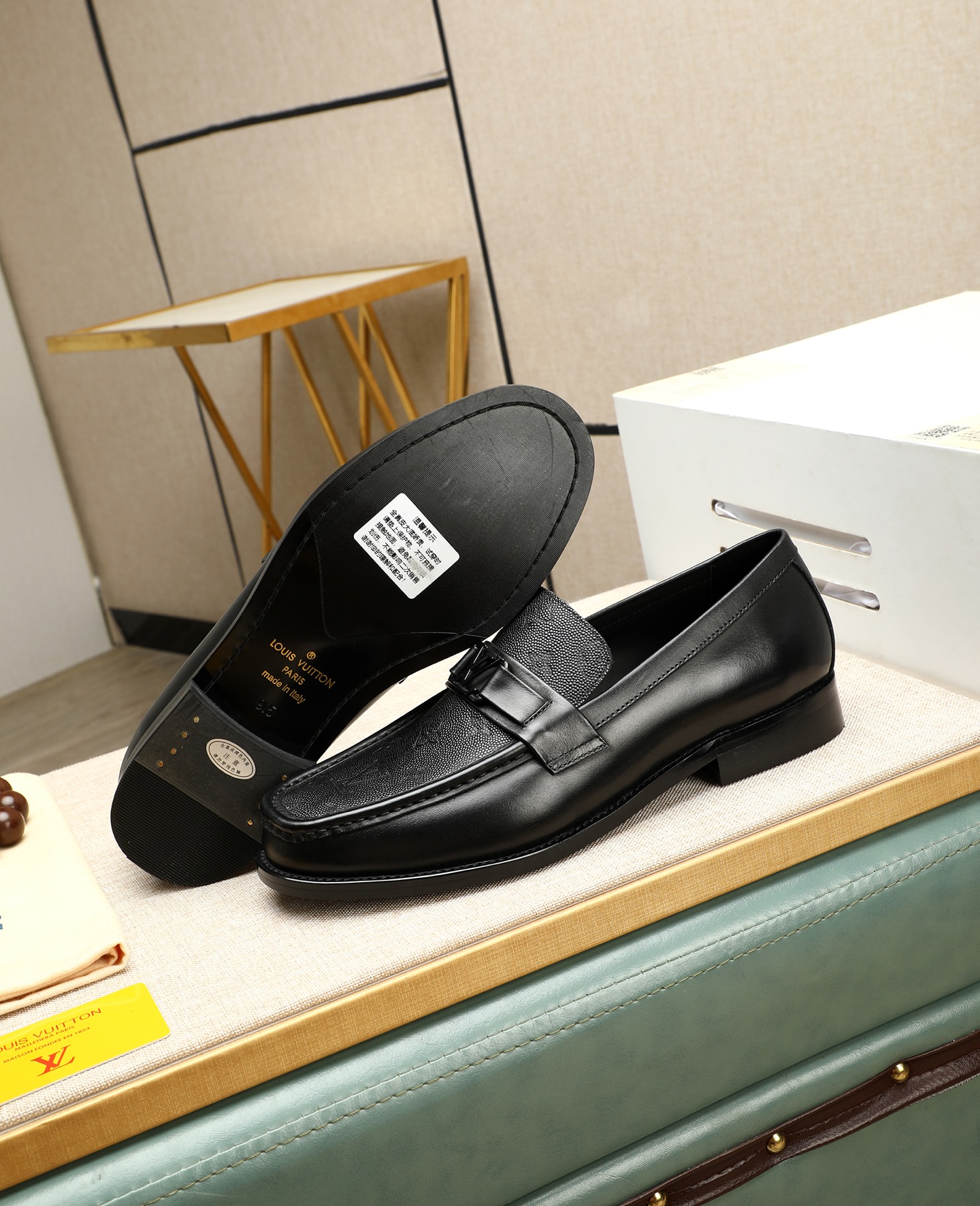 Louis Vuitton Men's Black Leather Loafers, Business Dress Shoes Size 39-44 5 i1745568417782 9950 0 3
