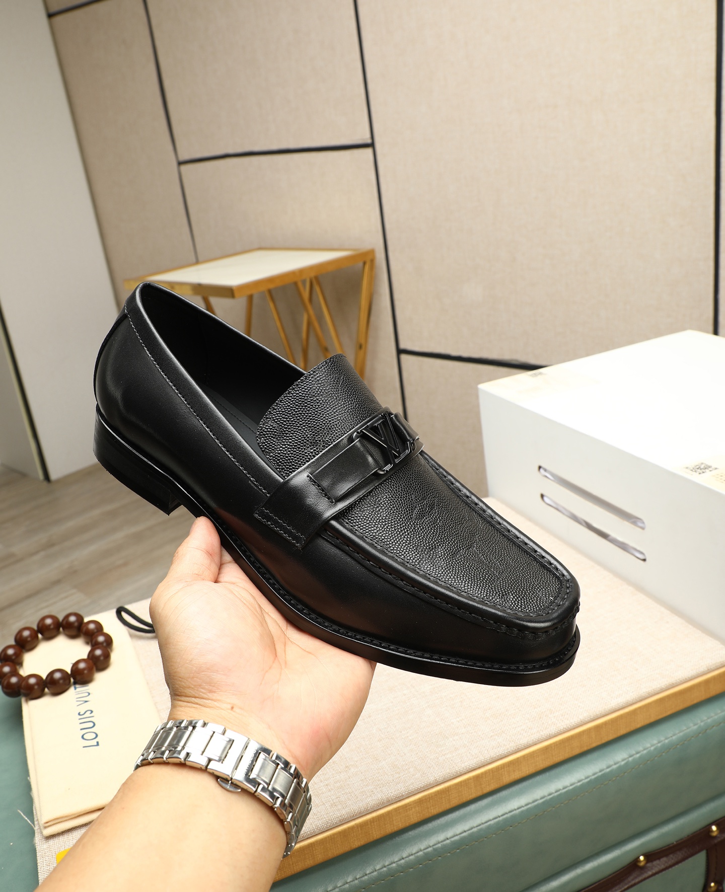 Louis Vuitton Men's Black Leather Loafers, Business Dress Shoes Size 39-44 6 i1745568417792 3036 0 4