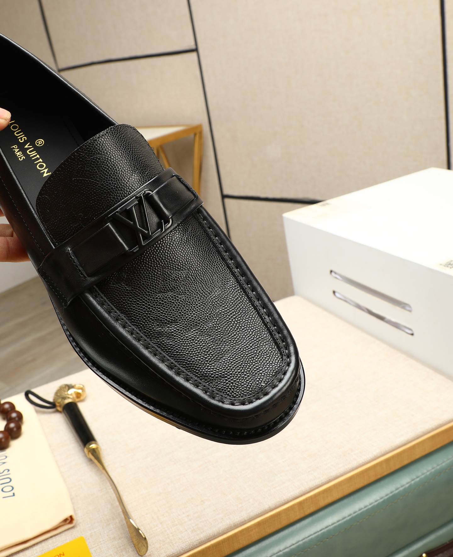 Louis Vuitton Men's Black Leather Loafers, Business Dress Shoes Size 39-44 8 i1745568417849 8726 0 6