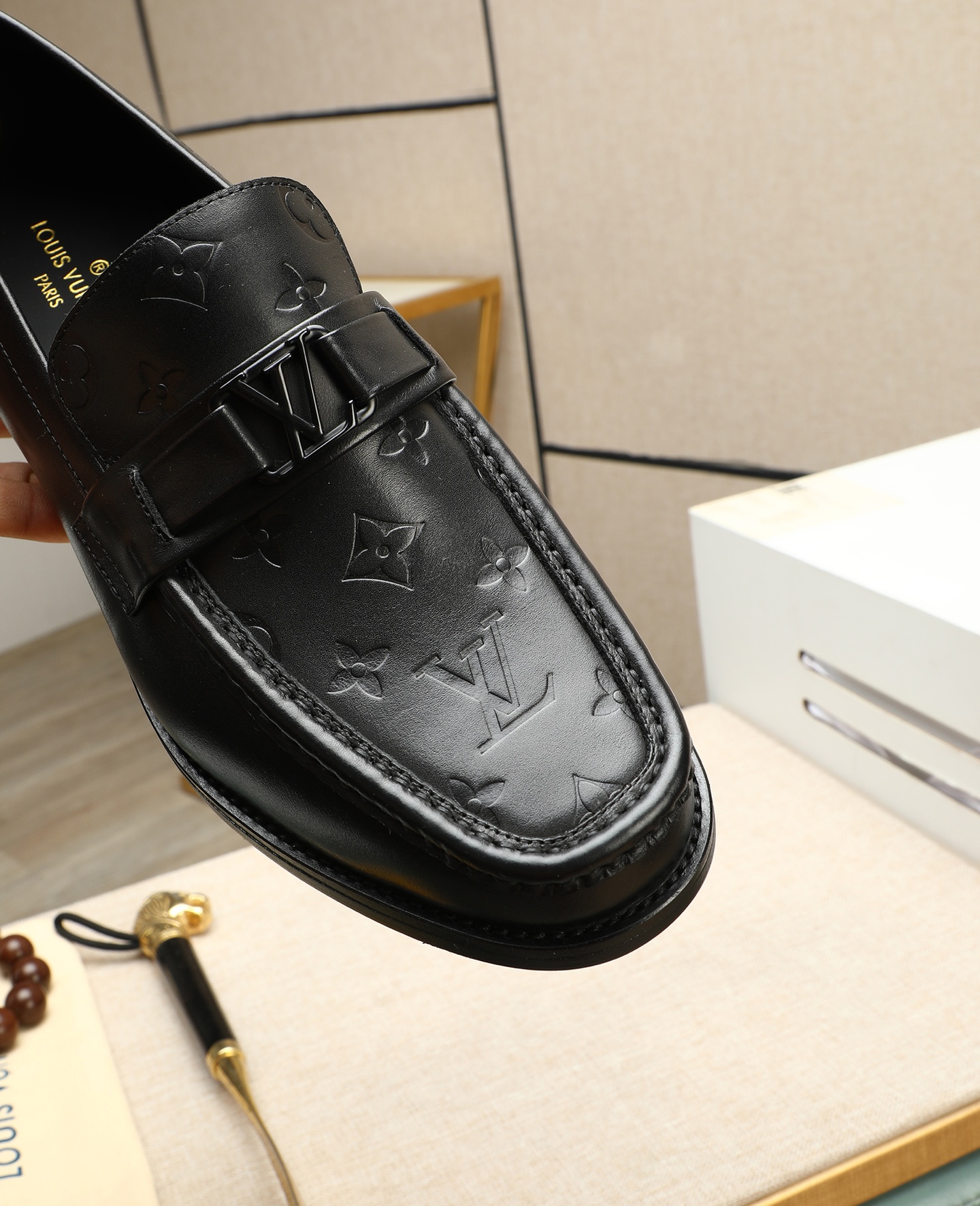 Louis Vuitton Men's Black Leather Loafers Dress Shoes Size 39-44 9 i1745568429195 7640 0 7
