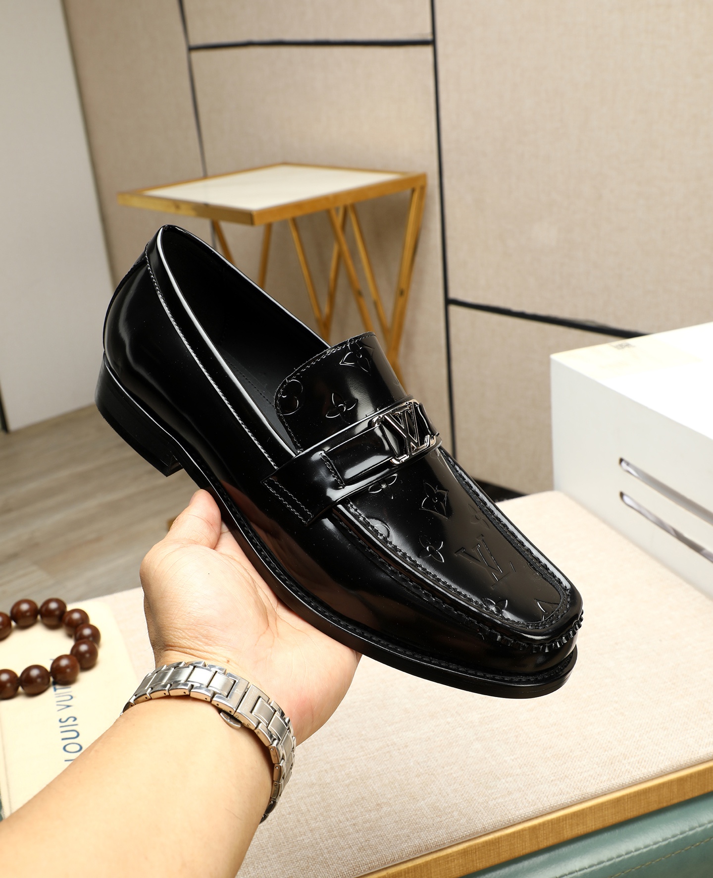 Louis Vuitton Men's Black Leather Loafers - Italian Calfskin, Formal Shoes 6 i1745568440802 8684 0 4