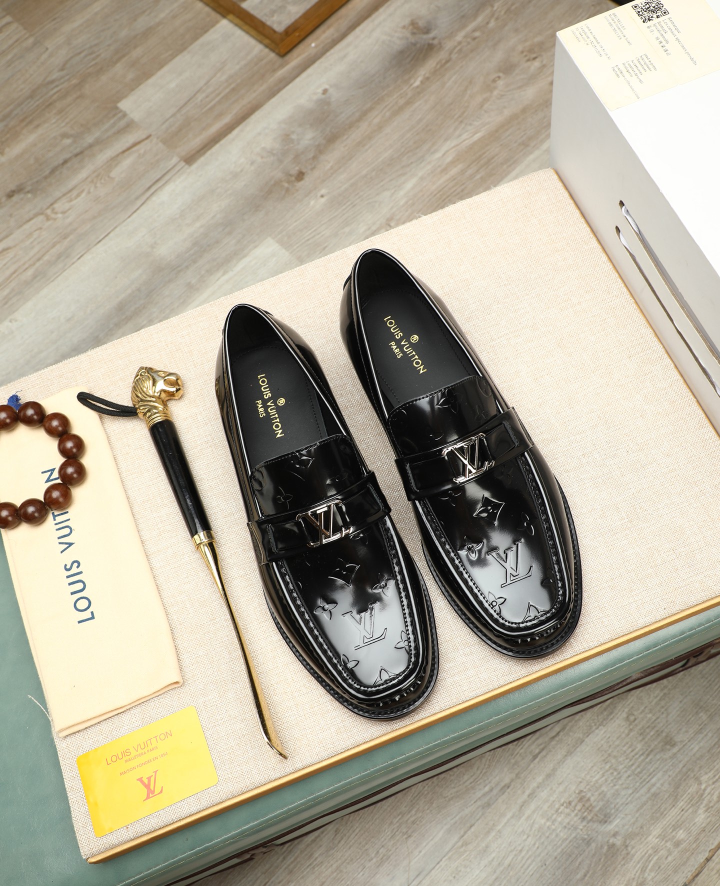 Louis Vuitton Men's Black Leather Loafers - Italian Calfskin, Formal Shoes 2 i1745568440831 205 0 0