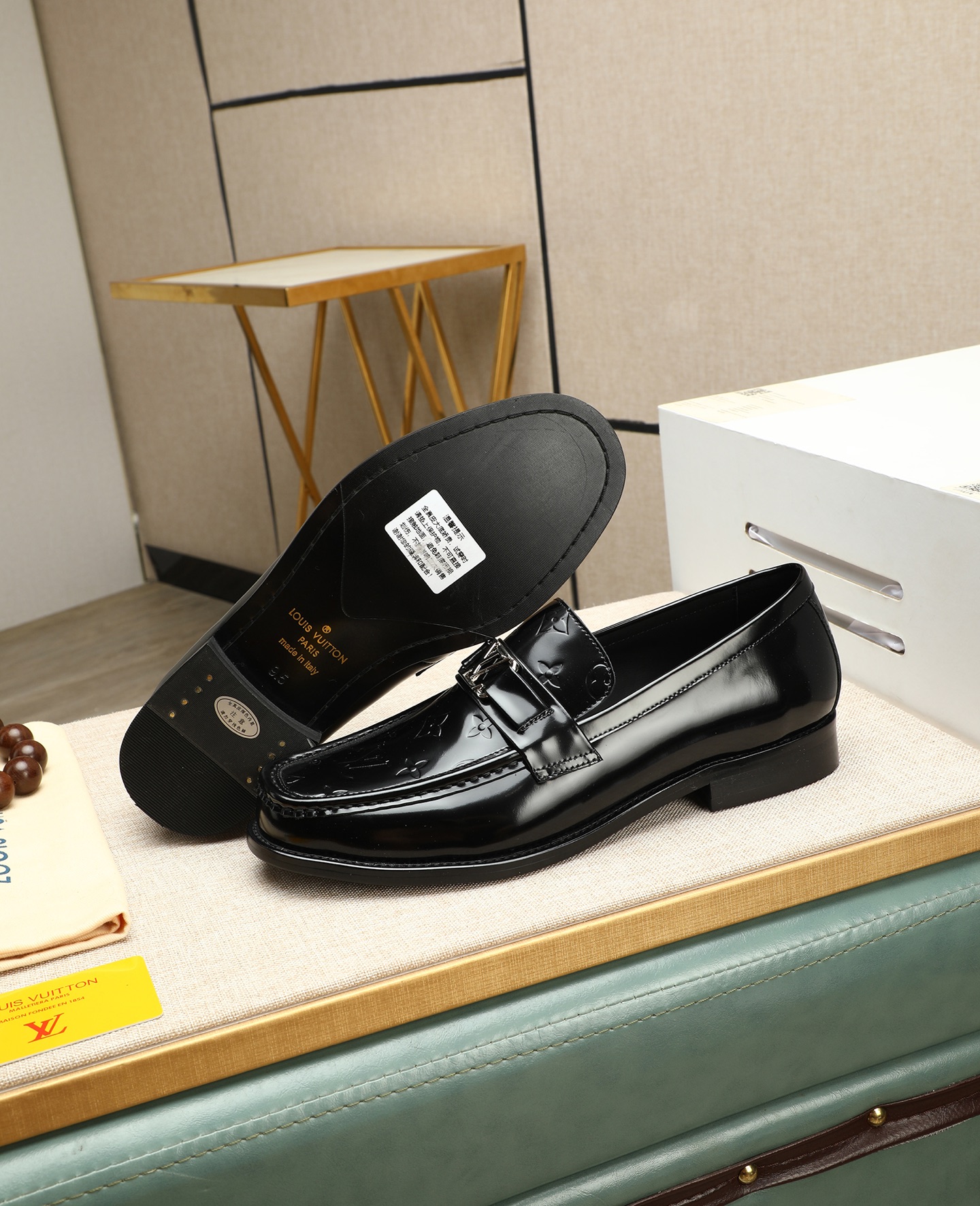 Louis Vuitton Men's Black Leather Loafers - Italian Calfskin, Formal Shoes 5 i1745568440859 37 0 3