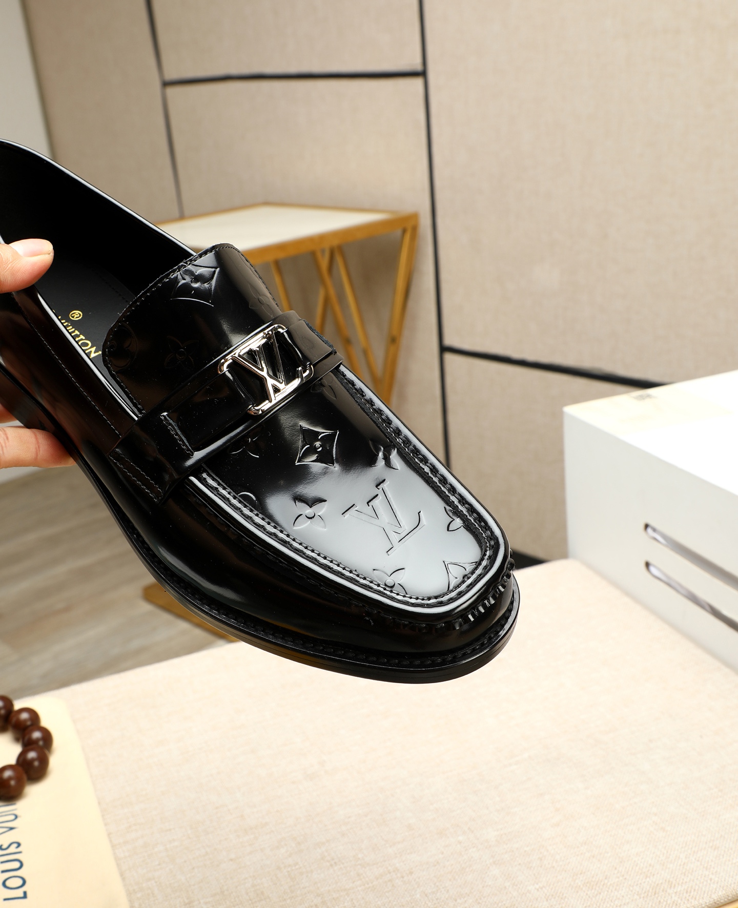 Louis Vuitton Men's Black Leather Loafers - Italian Calfskin, Formal Shoes 8 i1745568441459 8727 0 6