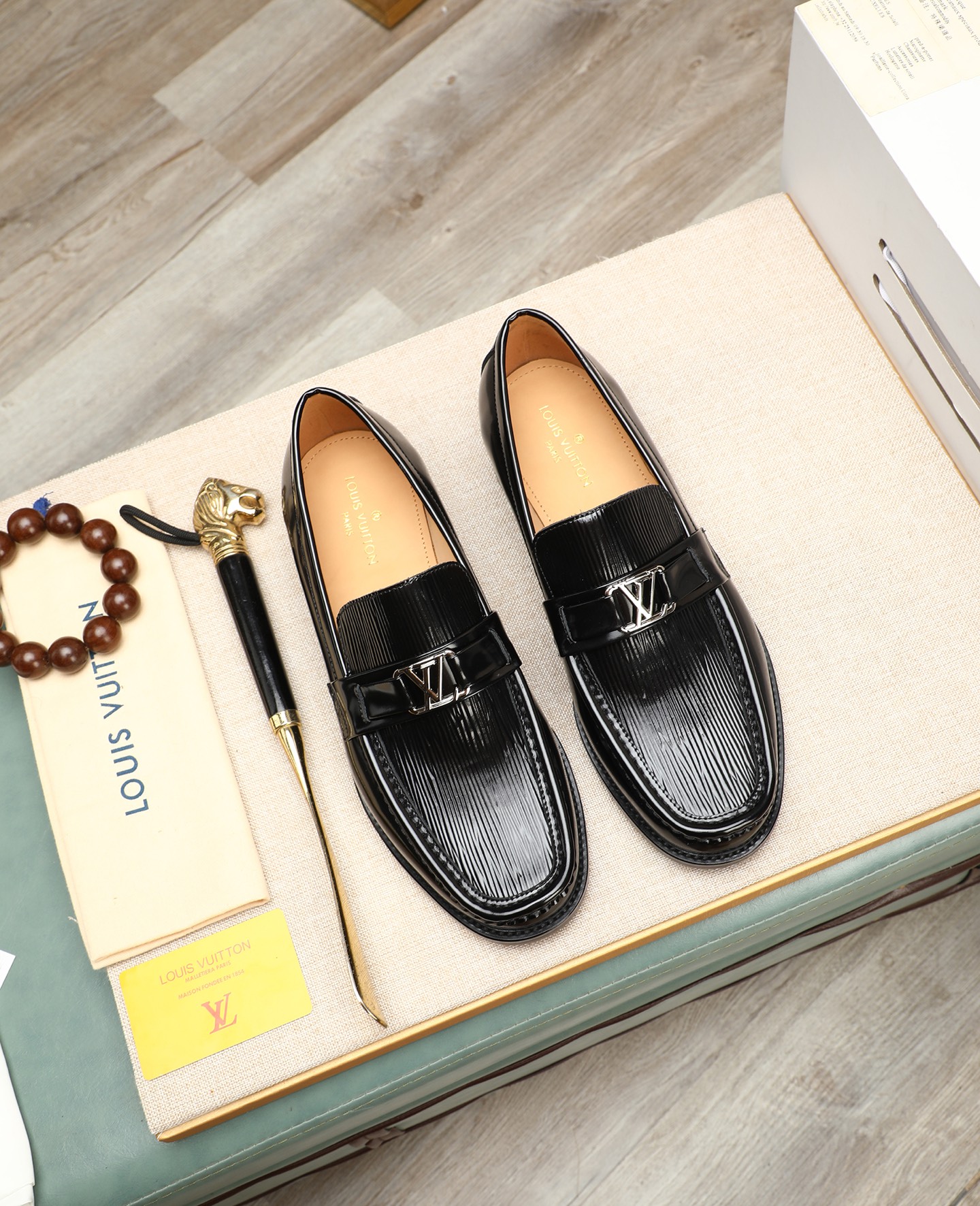Louis Vuitton Men's Black Leather Loafers Dress Shoes Size 39-44 2 i1745568514881 4859 0 0