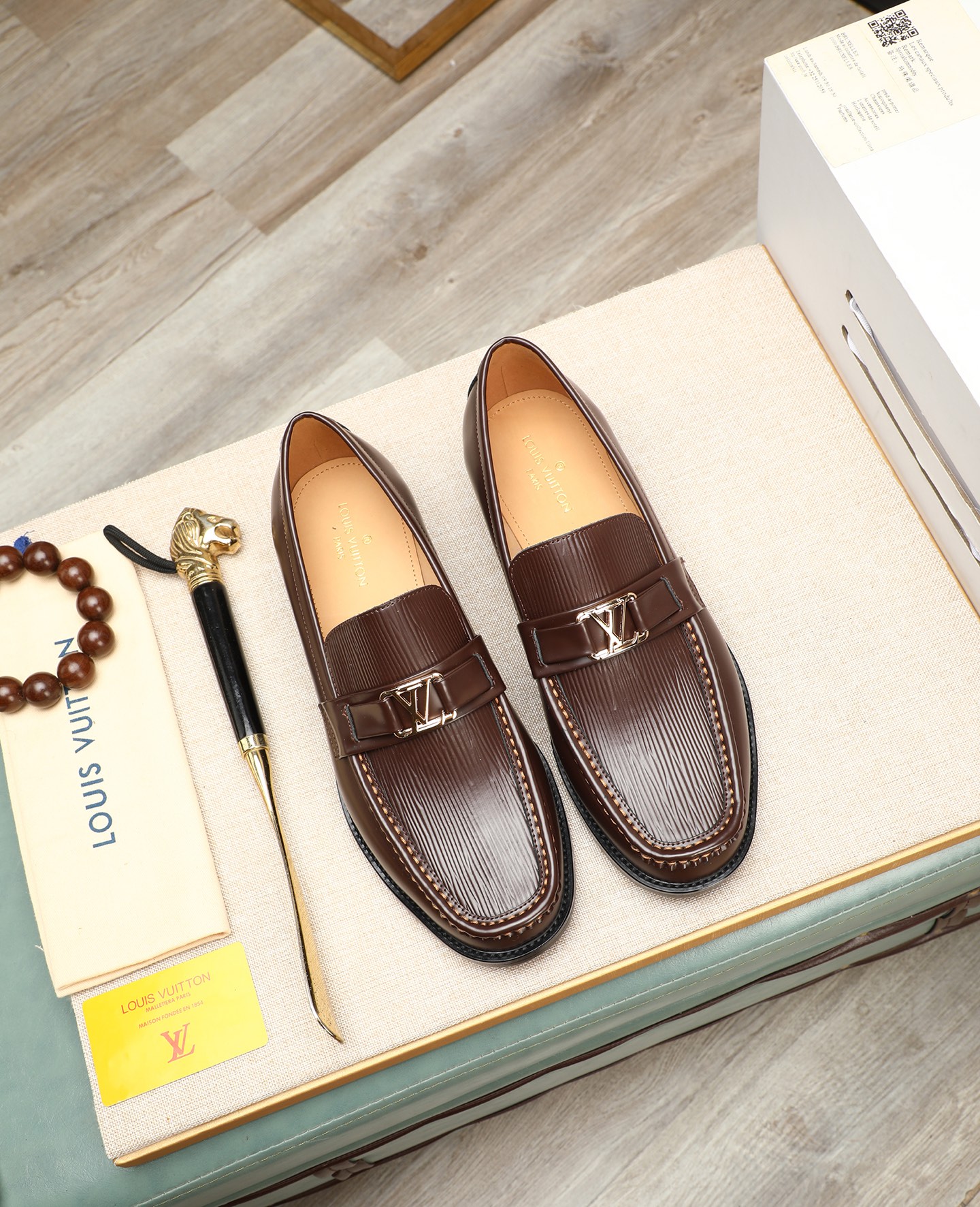 Louis Vuitton Brown Leather Loafers for Men - Formal Business Shoes 1 Louis Vuitton Brown Leather Loafers for Men - Formal Business Shoes