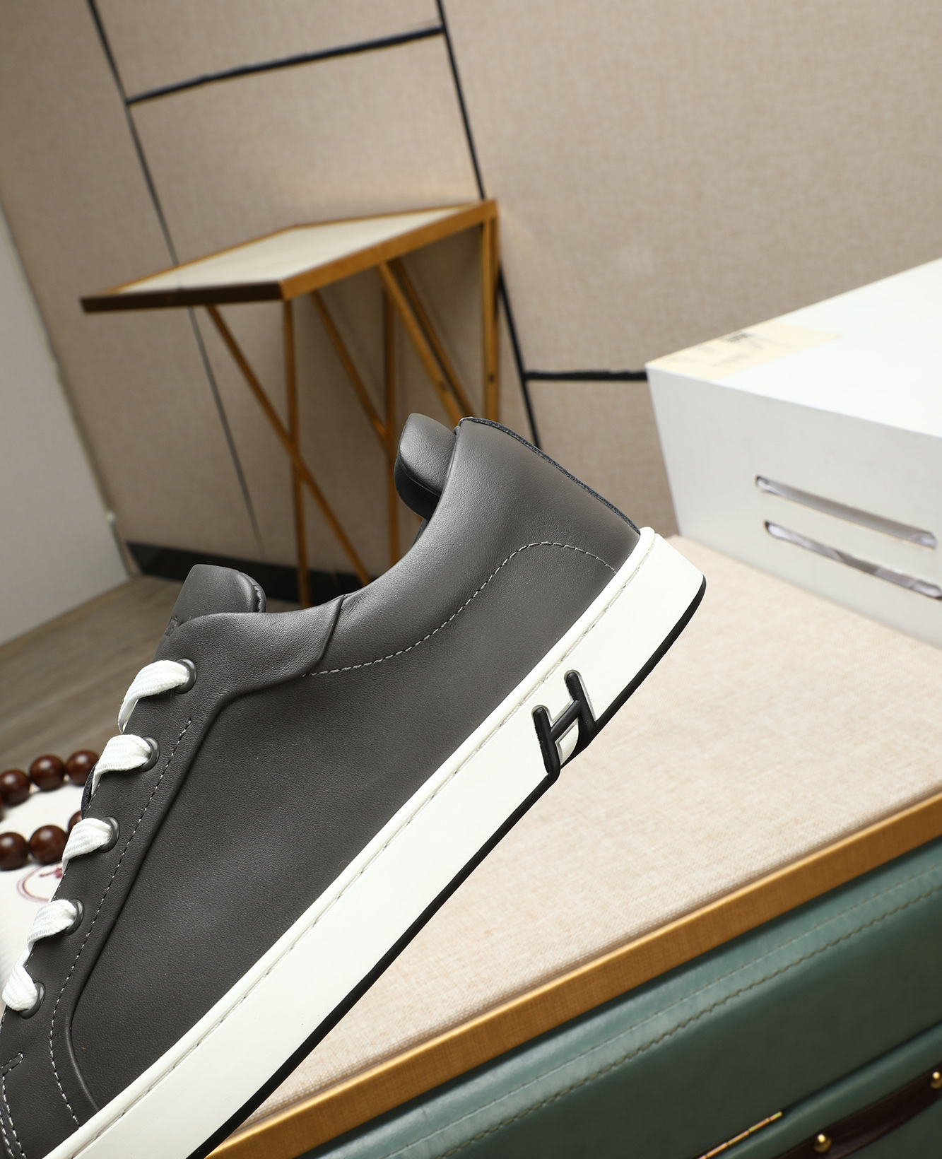 Hermes Men's Bouncing Sneakers Leather Upper Lightweight Sole Fashionable Style 9 i1745778511753 8559 0 7