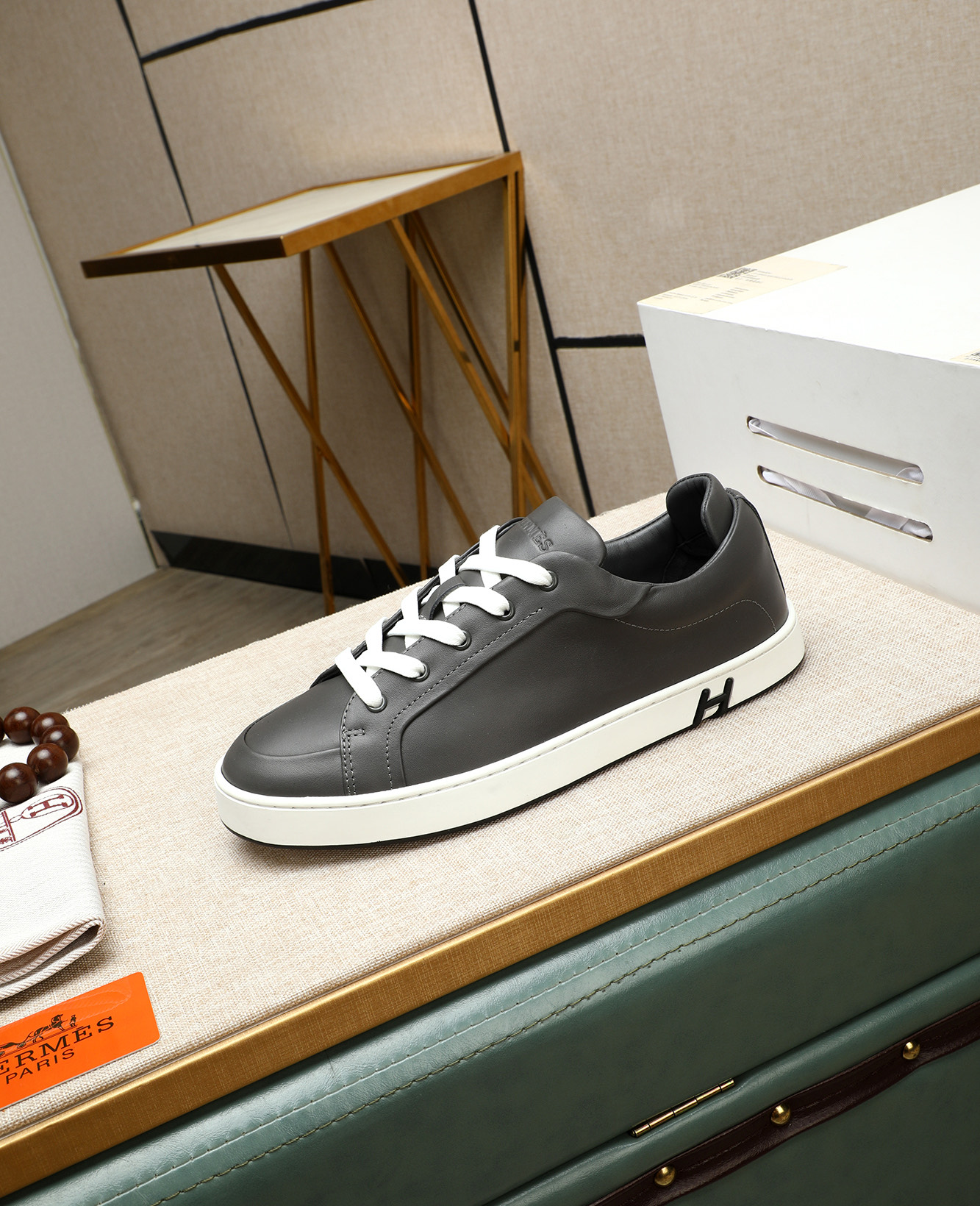 Hermes Men's Bouncing Sneakers Leather Upper Lightweight Sole Fashionable Style 7 i1745778512528 9867 0 5