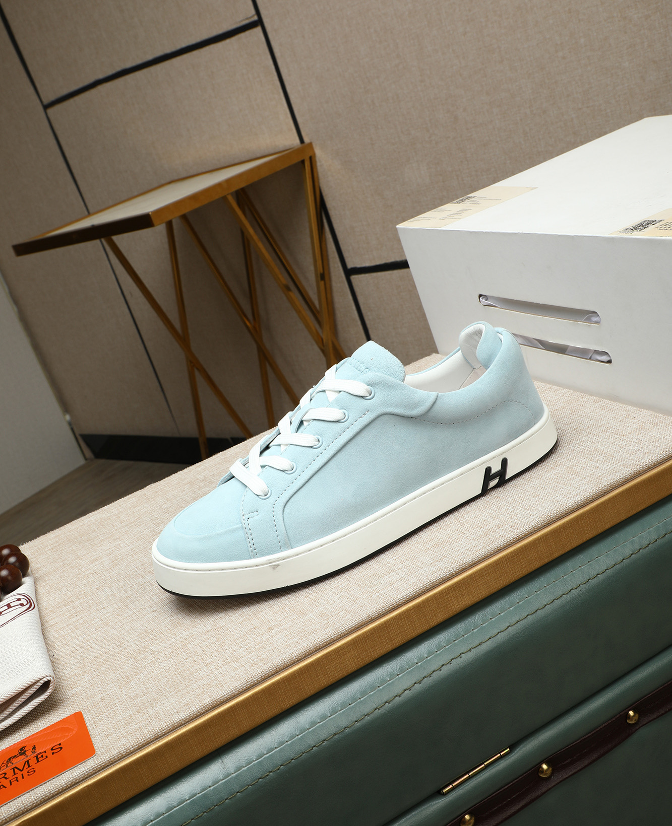 Hermès Men's Bouncing Sneakers in Light Blue Leather, Size 38-44 7 i1745778688106 7618 0 5