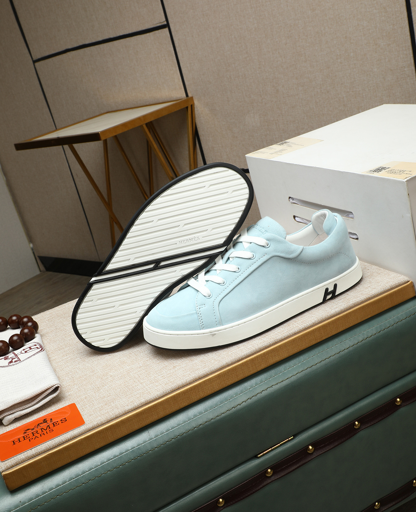 Hermès Men's Bouncing Sneakers in Light Blue Leather, Size 38-44 5 i1745778688111 1984 0 3