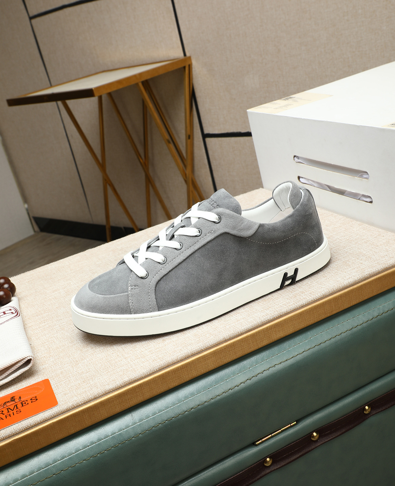 Hermes Bouncing Sneakers: Casual Leather Sneakers For Men, Gray, Size 38-44 7 i1745778705549 3597 0 5