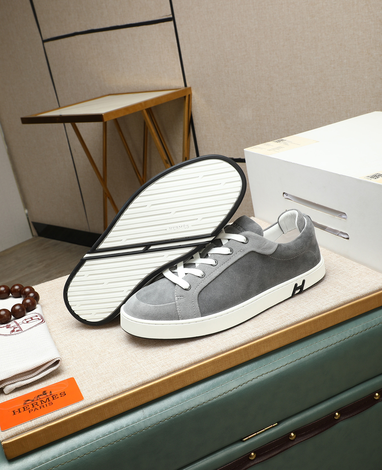 Hermes Bouncing Sneakers: Casual Leather Sneakers For Men, Gray, Size 38-44 5 i1745778705726 9421 0 3