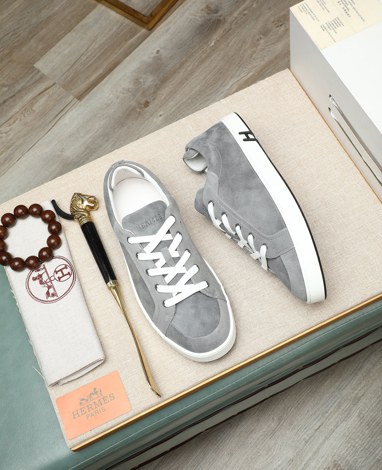 Hermes Bouncing Sneakers: Casual Leather Sneakers For Men, Gray, Size 38-44 3 i1745778705736 2450 0 1