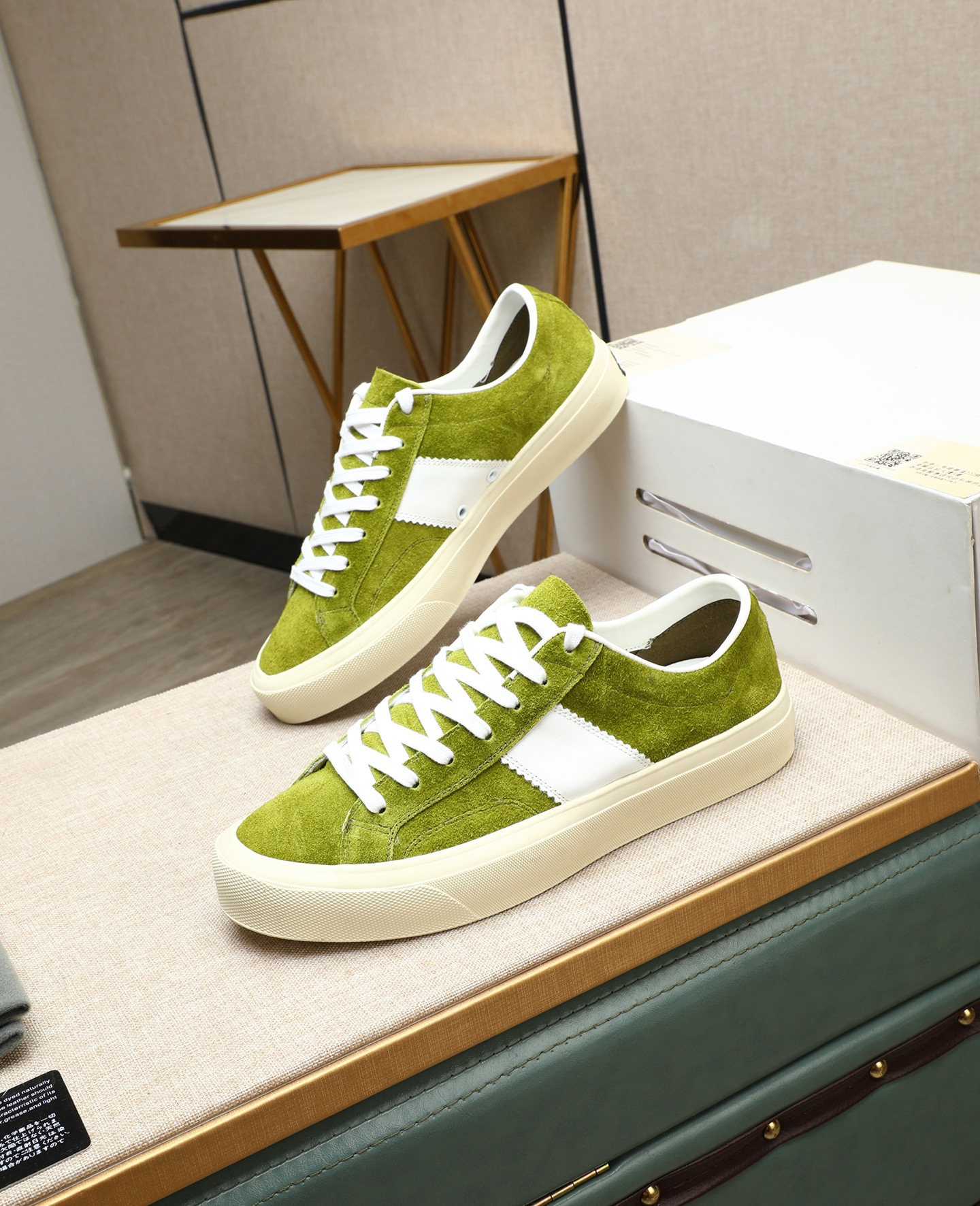 Tom Ford Men's Green Suede Low-Top Sneakers with Contrast Stripe 4 i1747031121249 5996 0 2