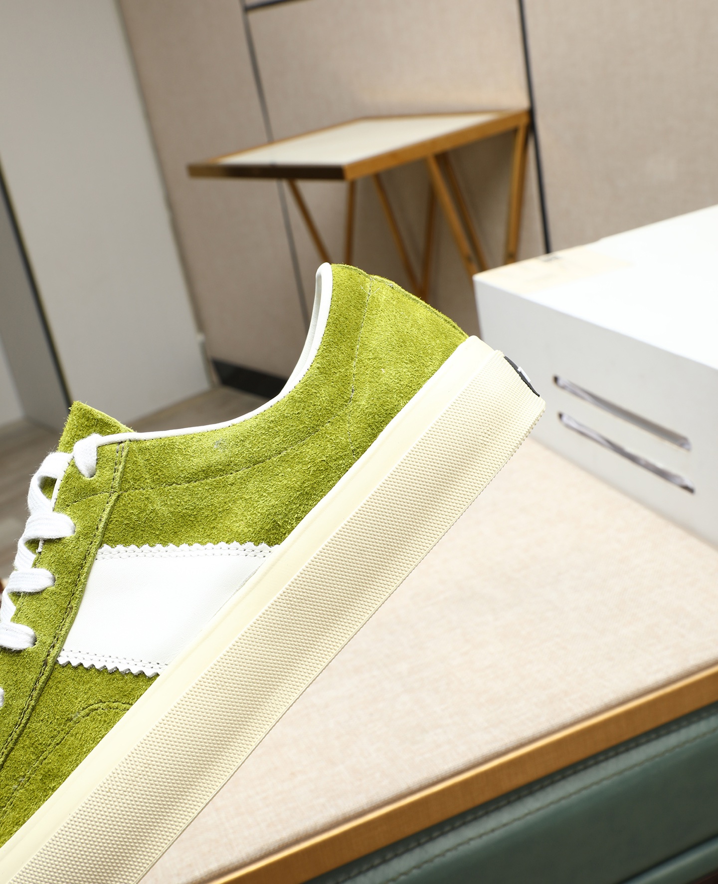 Tom Ford Men's Green Suede Low-Top Sneakers with Contrast Stripe 8 i1747031121986 8081 0 6