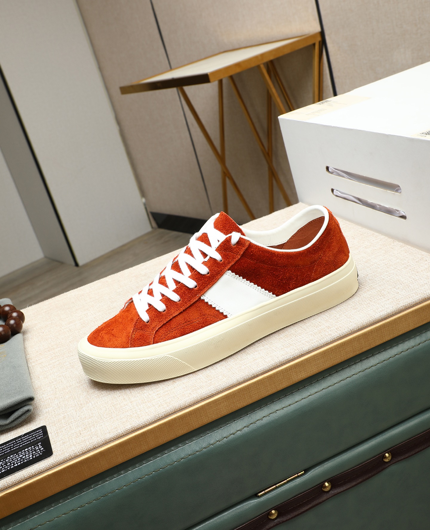 Tom Ford Men's Suede Low-Top Sneakers - Orange & White, Size 36-44 7 i1747031142224 2752 0 5