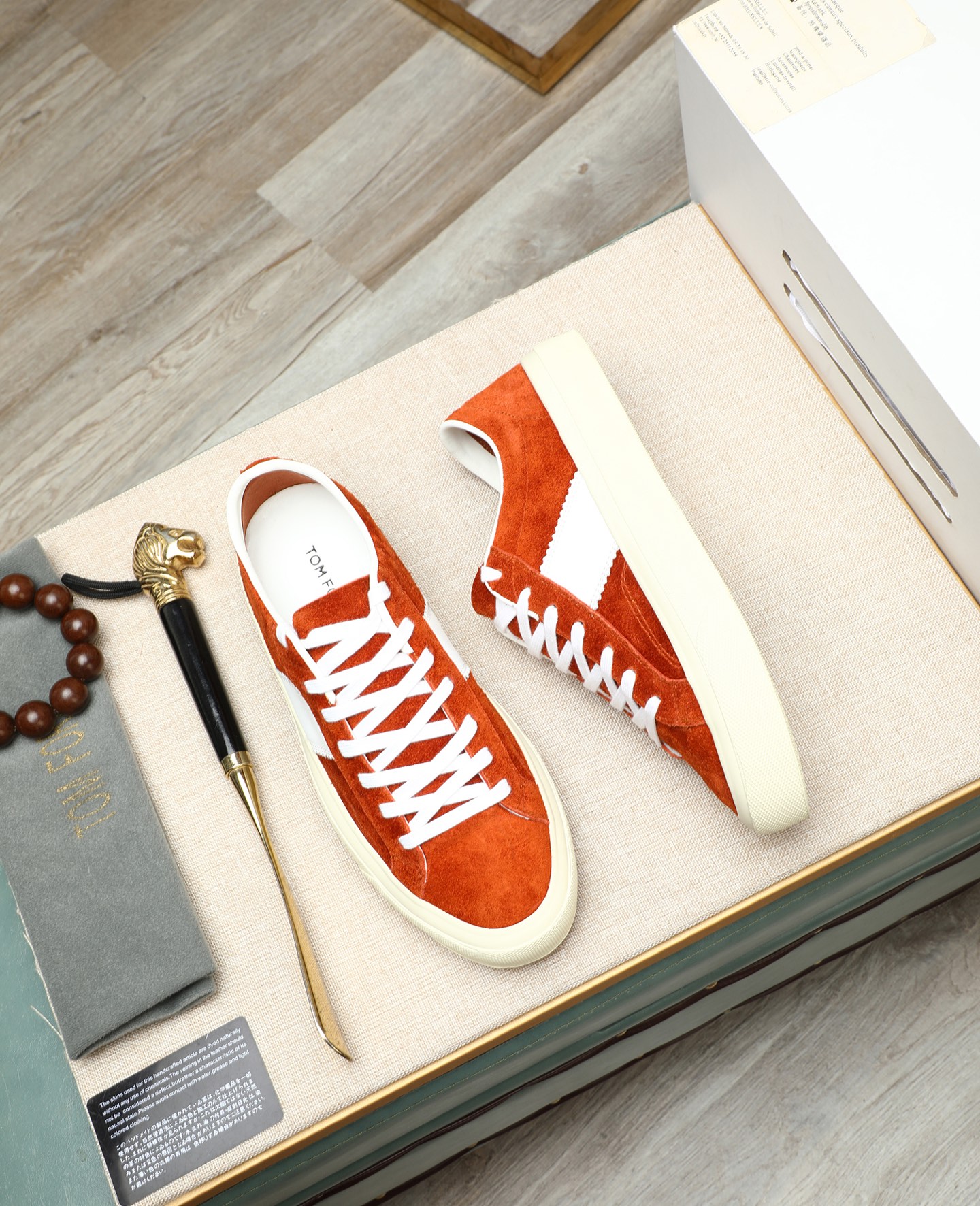Tom Ford Men's Suede Low-Top Sneakers - Orange & White, Size 36-44 3 i1747031142336 323 0 1