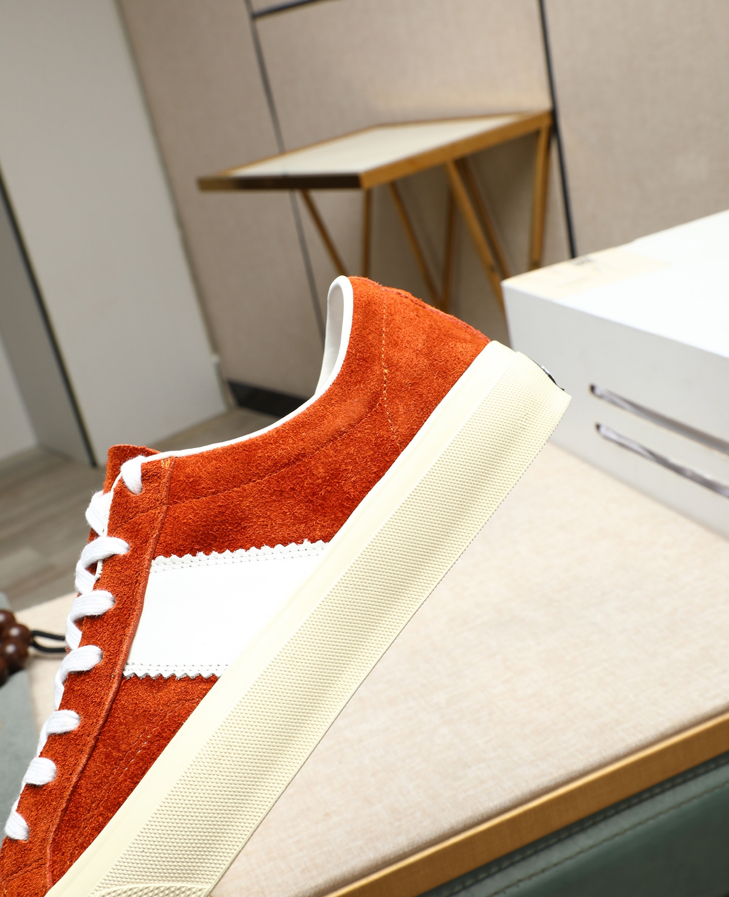 Tom Ford Men's Suede Low-Top Sneakers - Orange & White, Size 36-44 9 i1747031142975 108 0 7