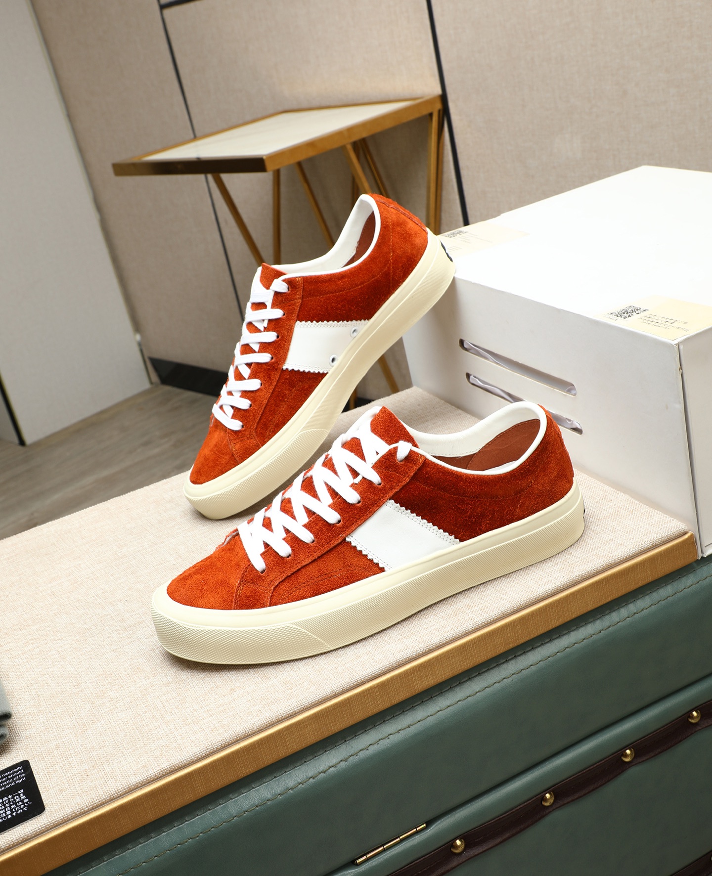 Tom Ford Men's Suede Low-Top Sneakers - Orange & White, Size 36-44 4 i1747031143057 6623 0 2