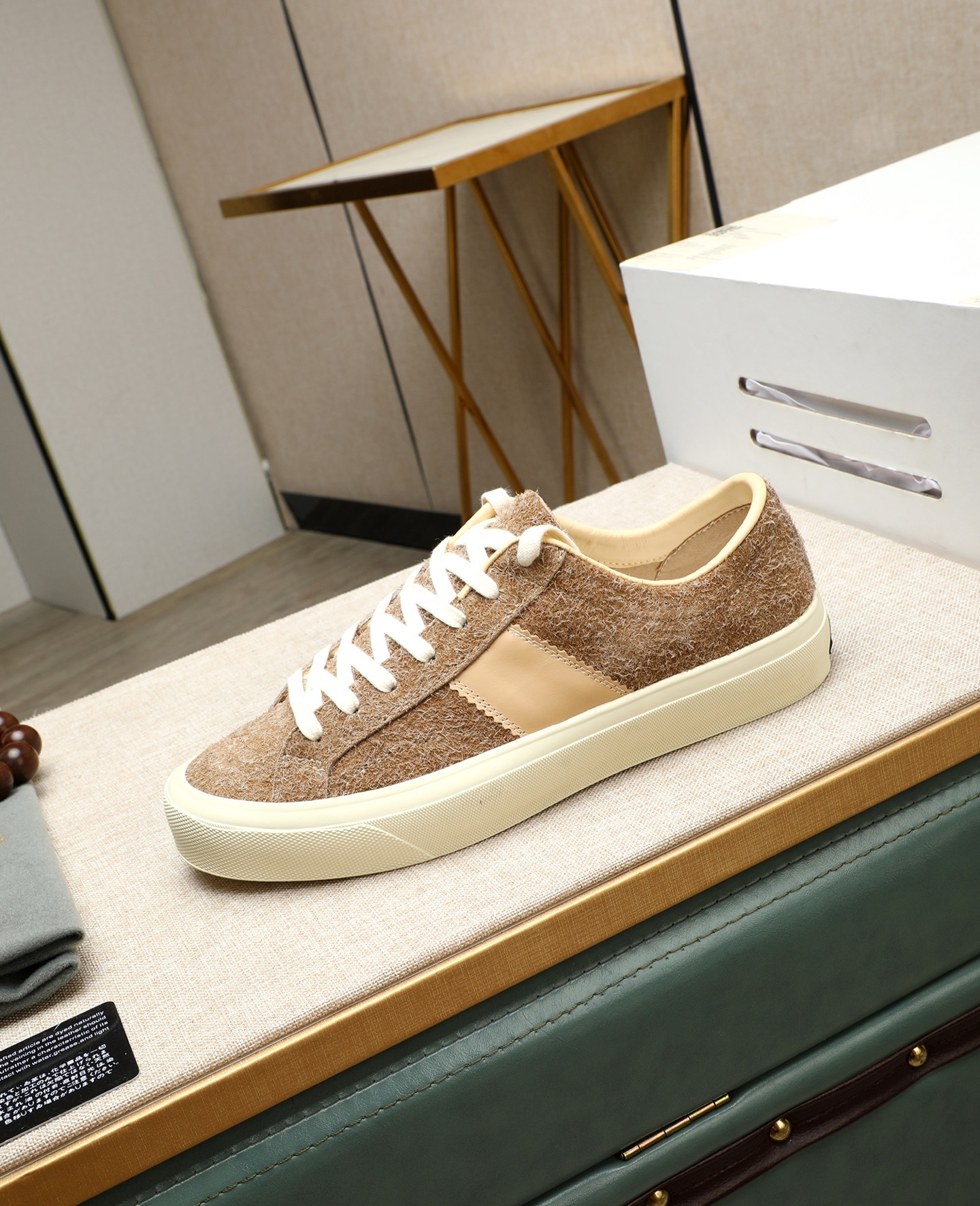 Tom Ford Men's Casual Suede Sneakers, Beige Lace-Up Walking Shoes, Comfort Fit 7 i1747031212340 4760 0 5