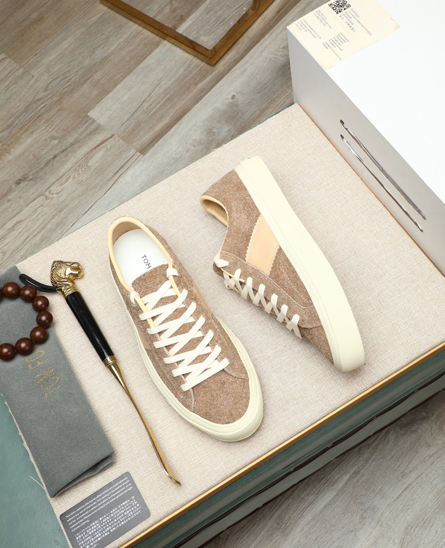 Tom Ford Men's Casual Suede Sneakers, Beige Lace-Up Walking Shoes, Comfort Fit 3 i1747031212439 3377 0 1