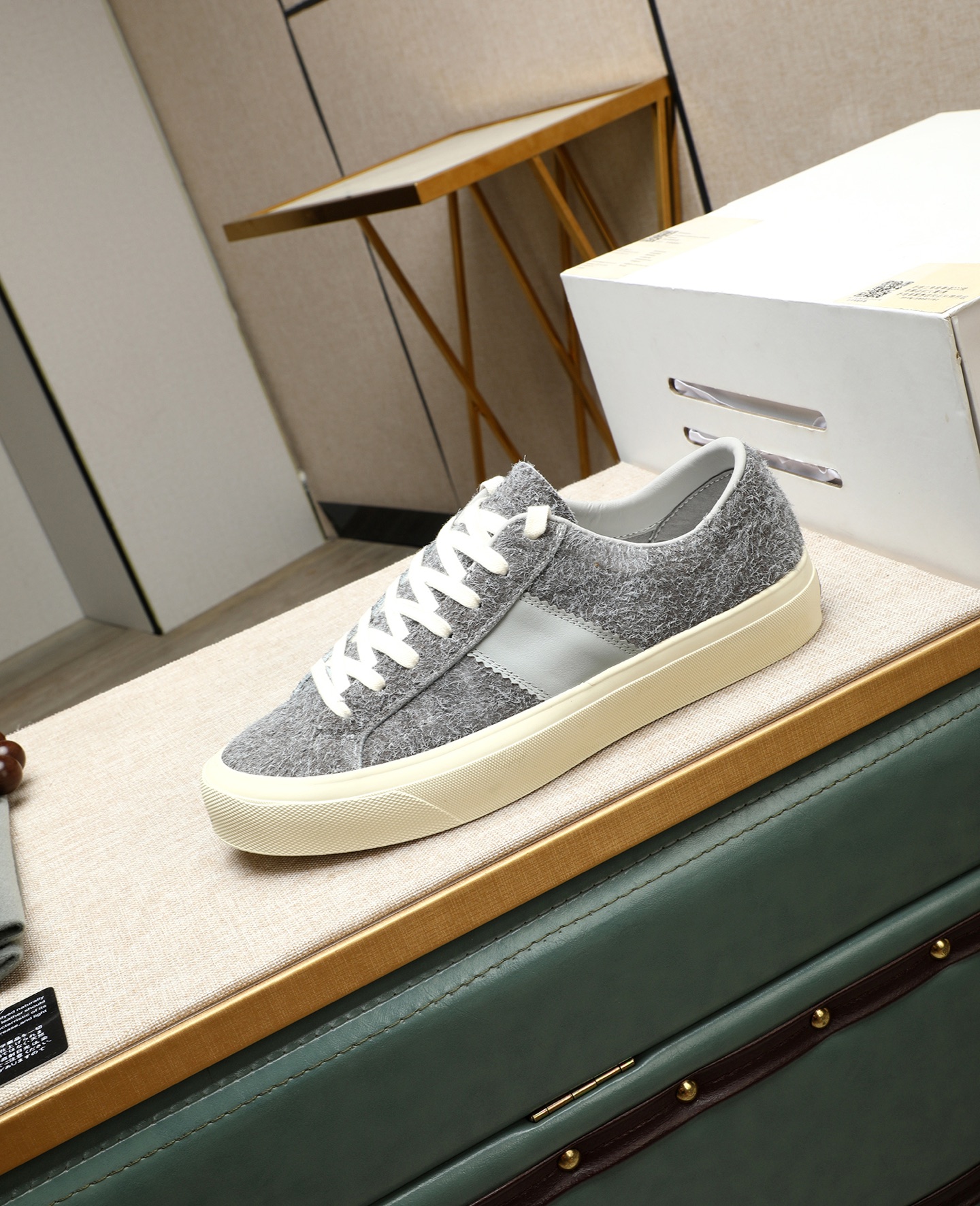 Tom Ford Men's Gray Wool Blend Lace-Up Sneakers - Casual and Comfortable 7 i1747031240602 4242 0 5